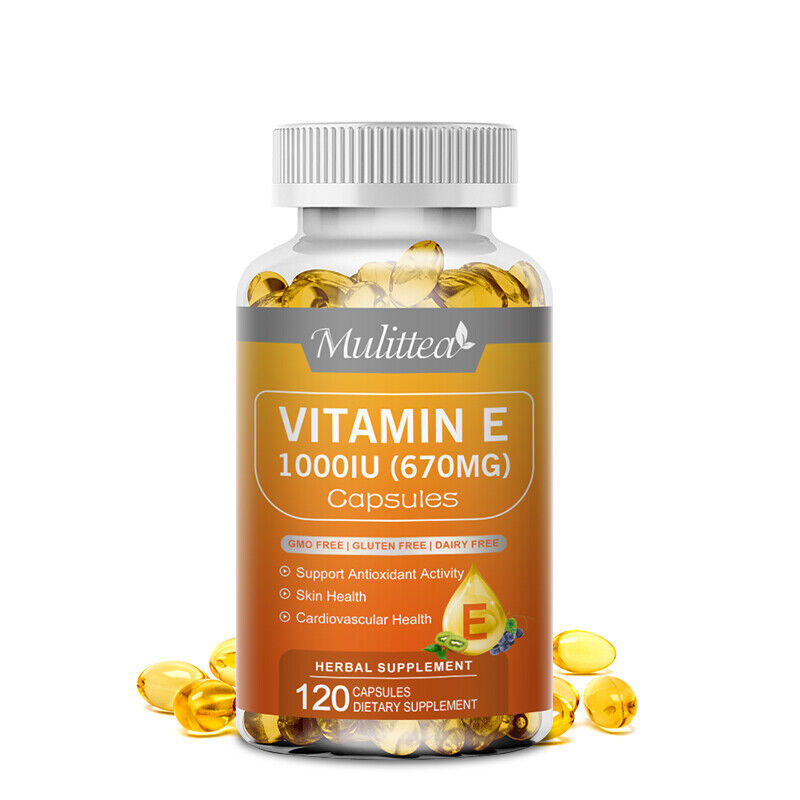 Vitamin E Oil 120 Softgels | Vit E Capsules Vegan for Hair Skin Nail Face Health