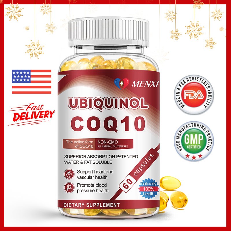 CoQ10 Ubiquinol Coenzyme Q10 Softgels – Supports Heart Health Non-GMO, 100mg