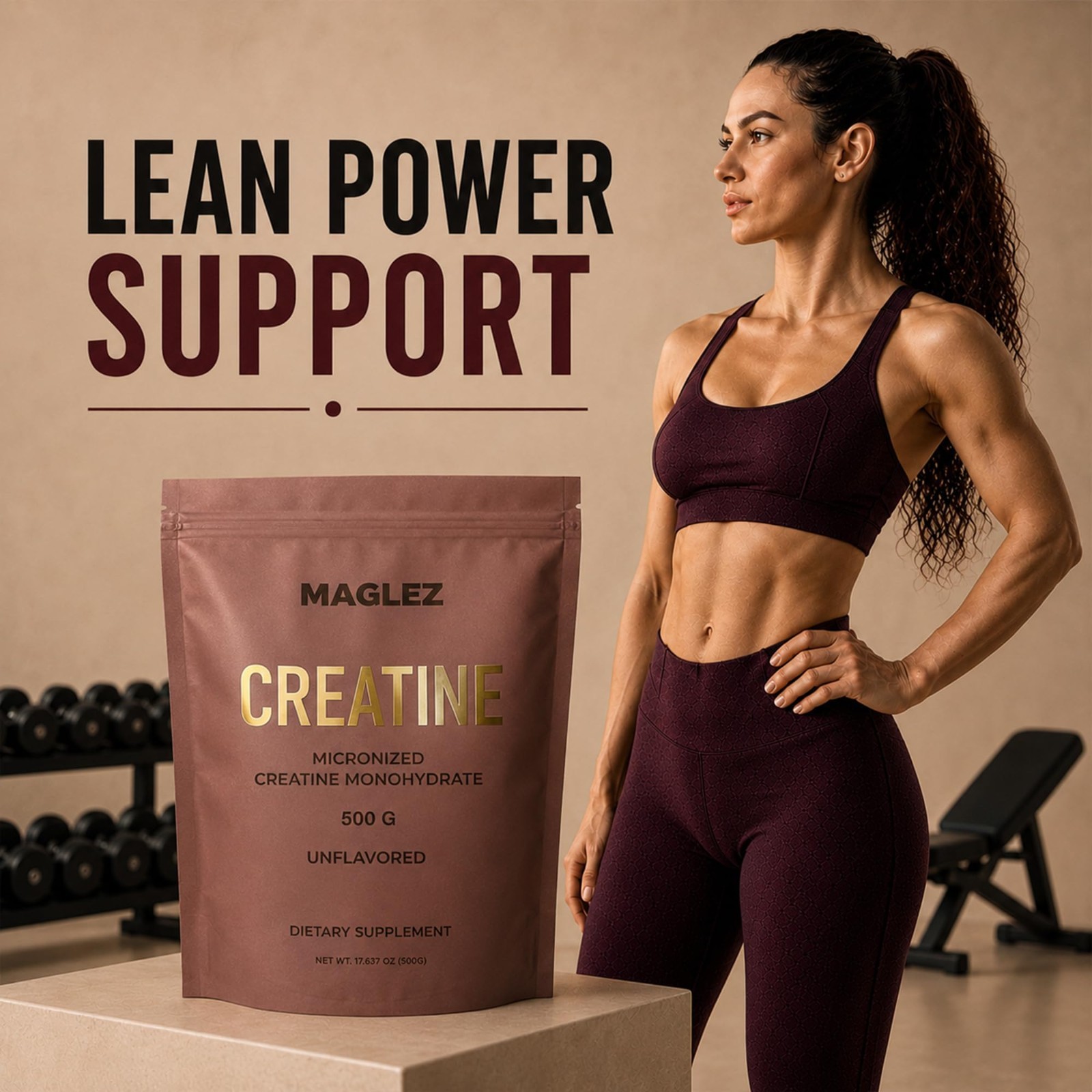 Micronized Creatine Monohydrate Powder 500g – 100 Servings, Unflavored, Boosts S