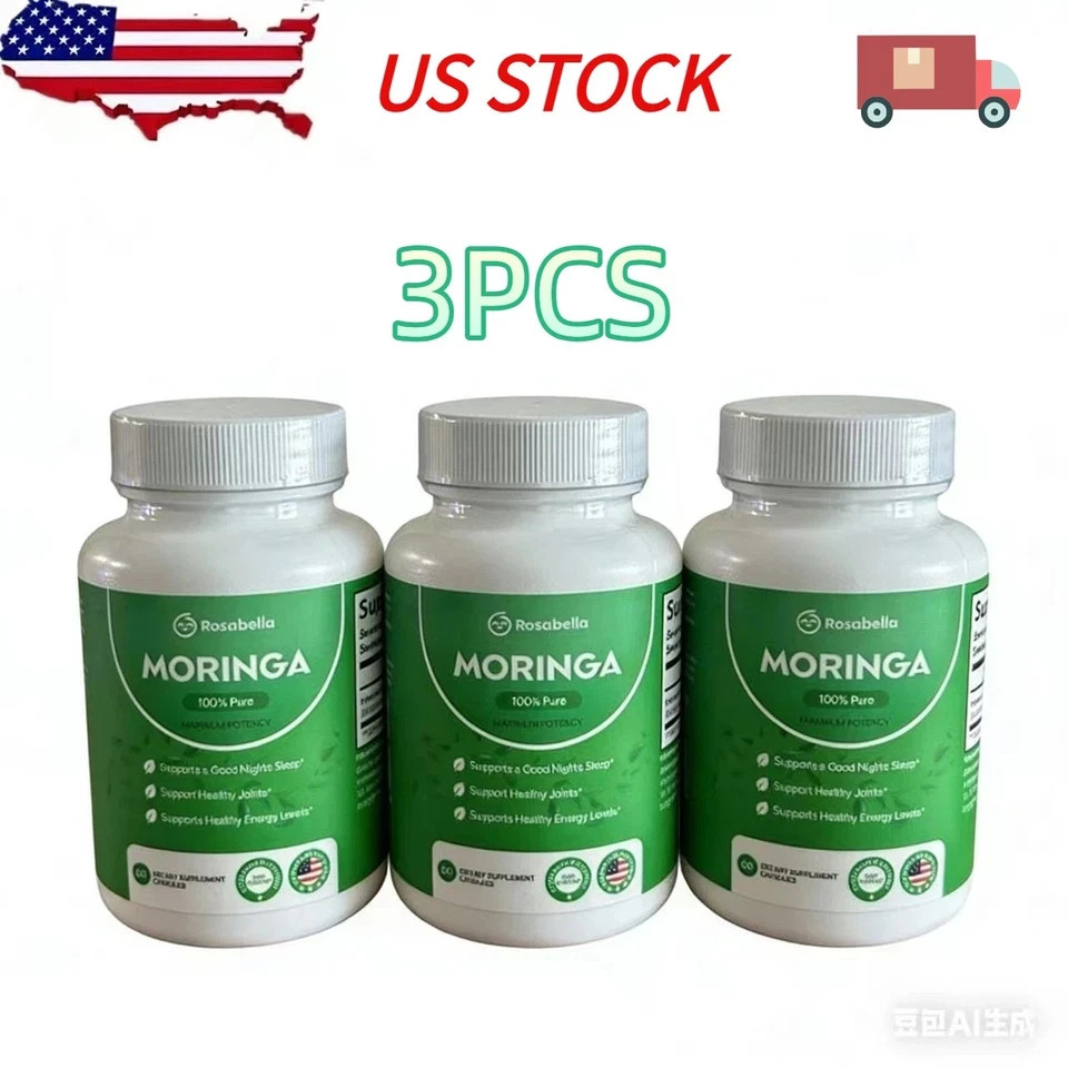 3Pack Moringa Capsule Supplement Pills designed for Immune Supports & Gut