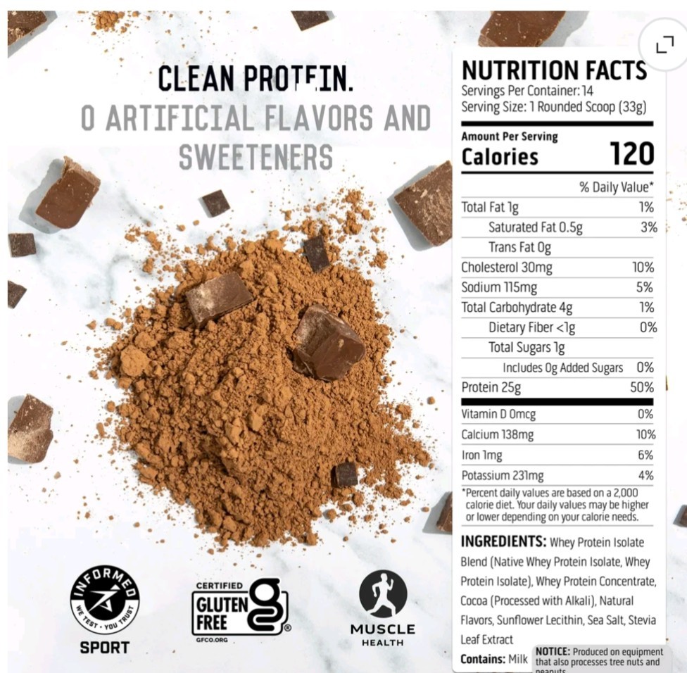 FIVE PACK – -Ascent Native Whey Protein Powder Blend, Chocolate, 1 lb BAGS