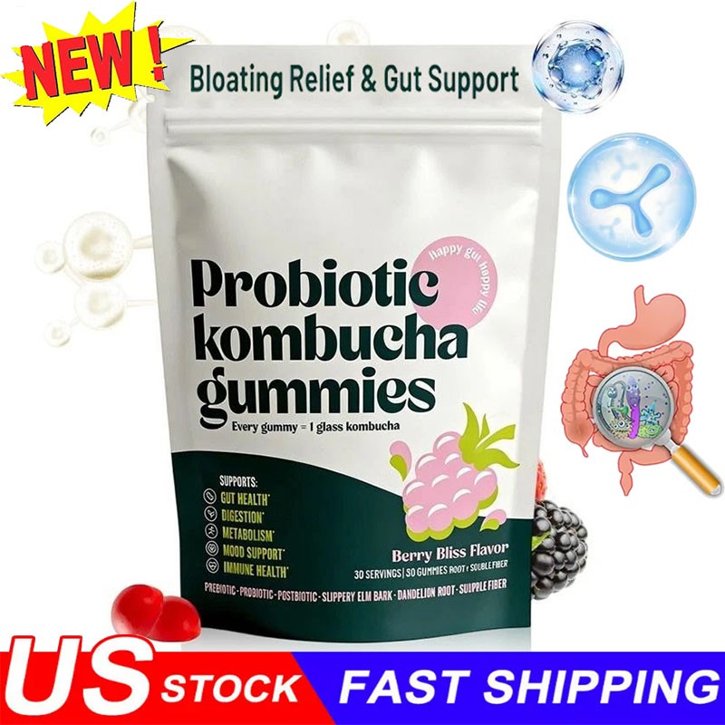 Probiotic Kombucha Gummy – Prebiotics, Probiotics, Postbiotics, Fiber Supplement