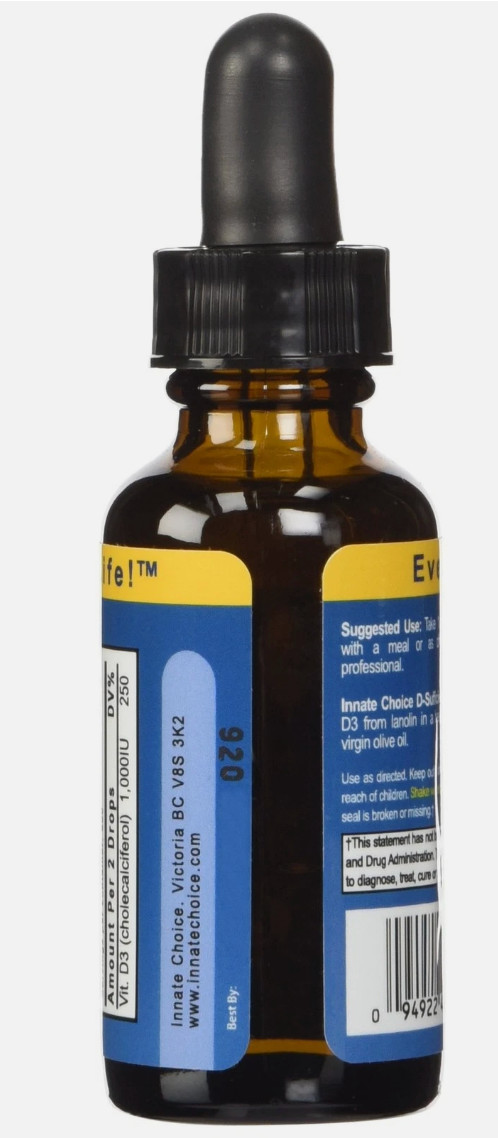 Innate Choice D Sufficiency Liquid Vitamin D3, 1 Fluid Ounce