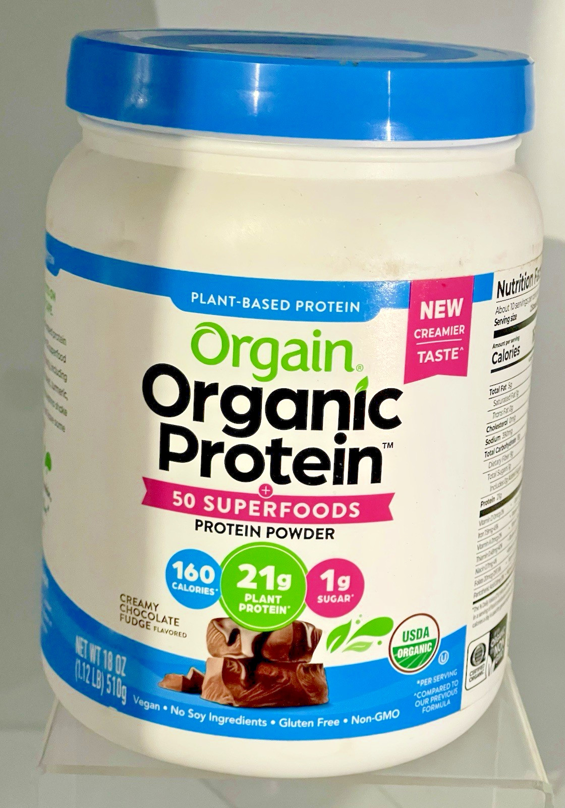 Orgain Organic Protein Powder Chocolate 21g Plant Vegan 18 Oz Exp 06/2026 New