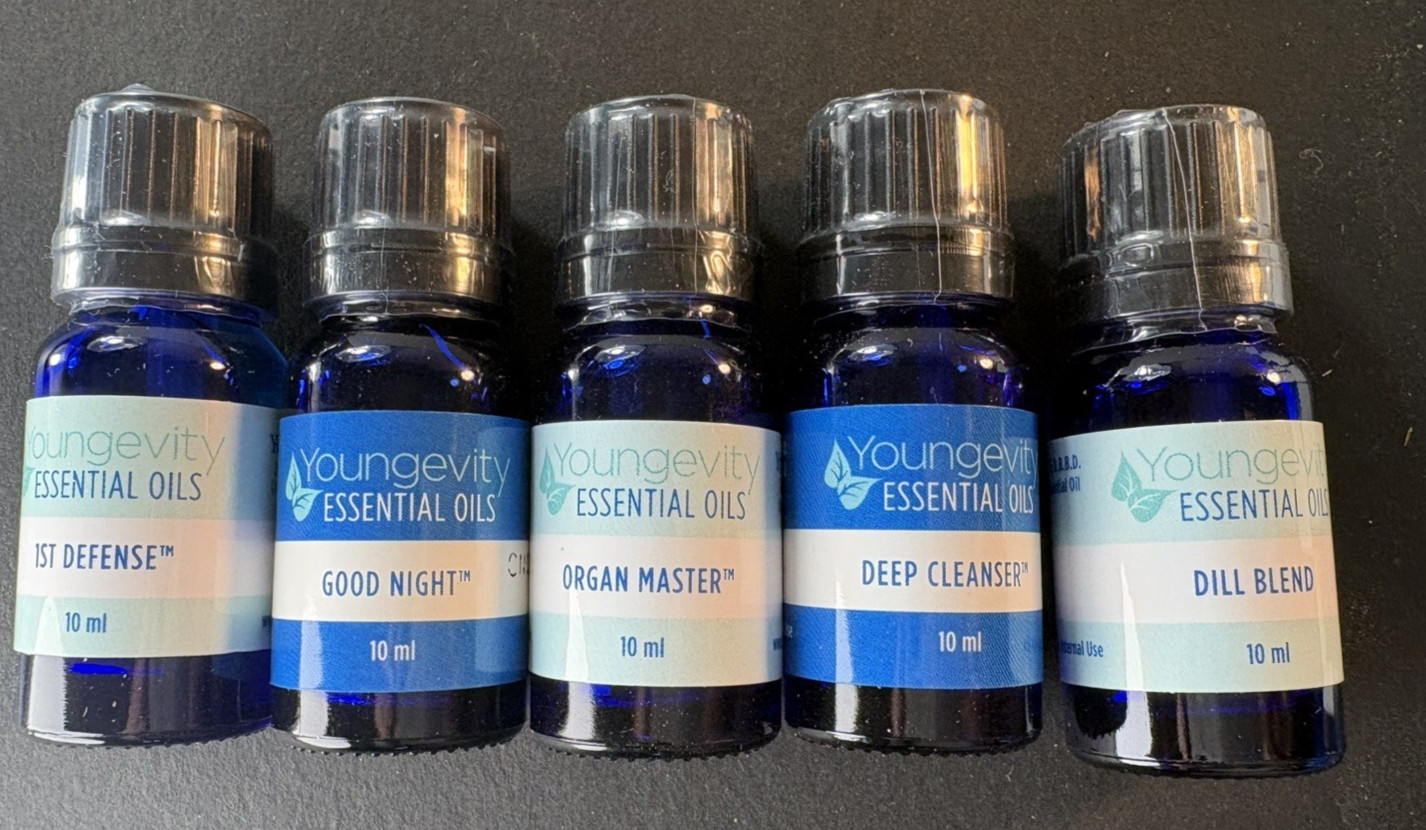 5 Youngevity Essential Oil Blends 10ml Good Night 1st Defense Organ Master Dill+