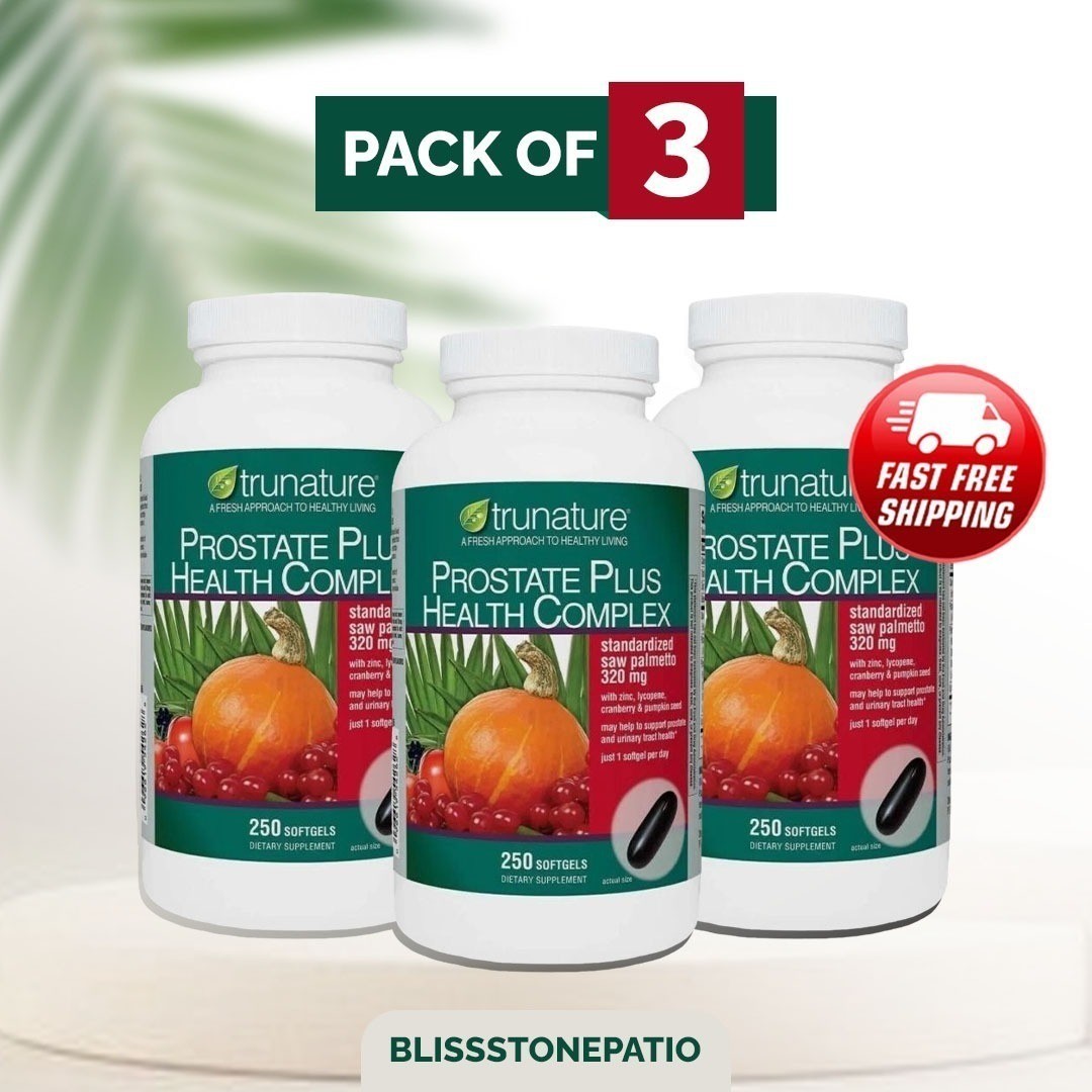 pack of 3-trunature Prostate Plus Health Complex, 250 Softgels with Saw Palment