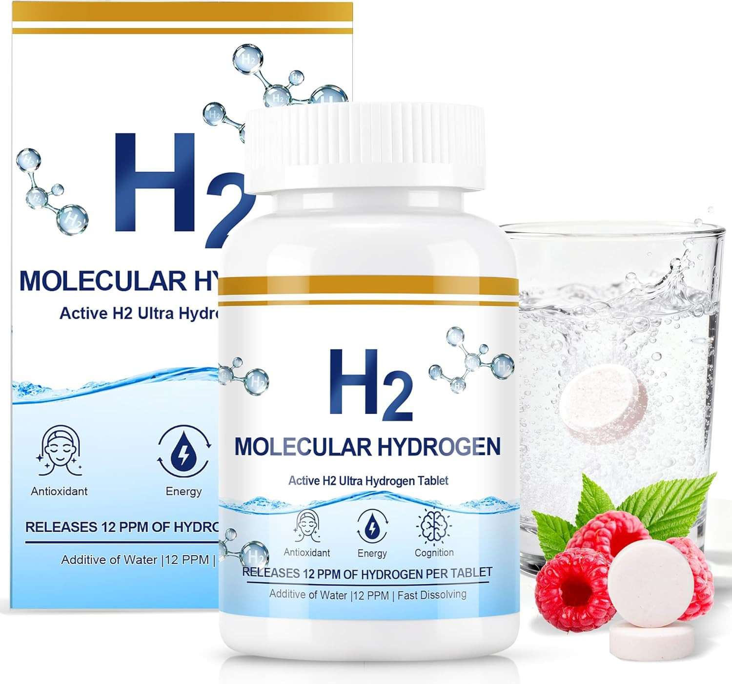Molecular Hydrogen Tablets (12 PPM) – 120 Count High Potency H2 Supplement