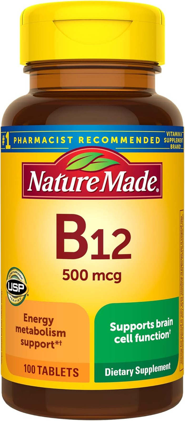 Nature Made Vitamin B12 500mcg Energy Metabolism Support 100 Tablets NEW