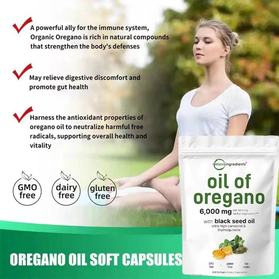 2 bags 2 in 1 Oil of Oregano & Black Seed Softgels Count with Carvacrol