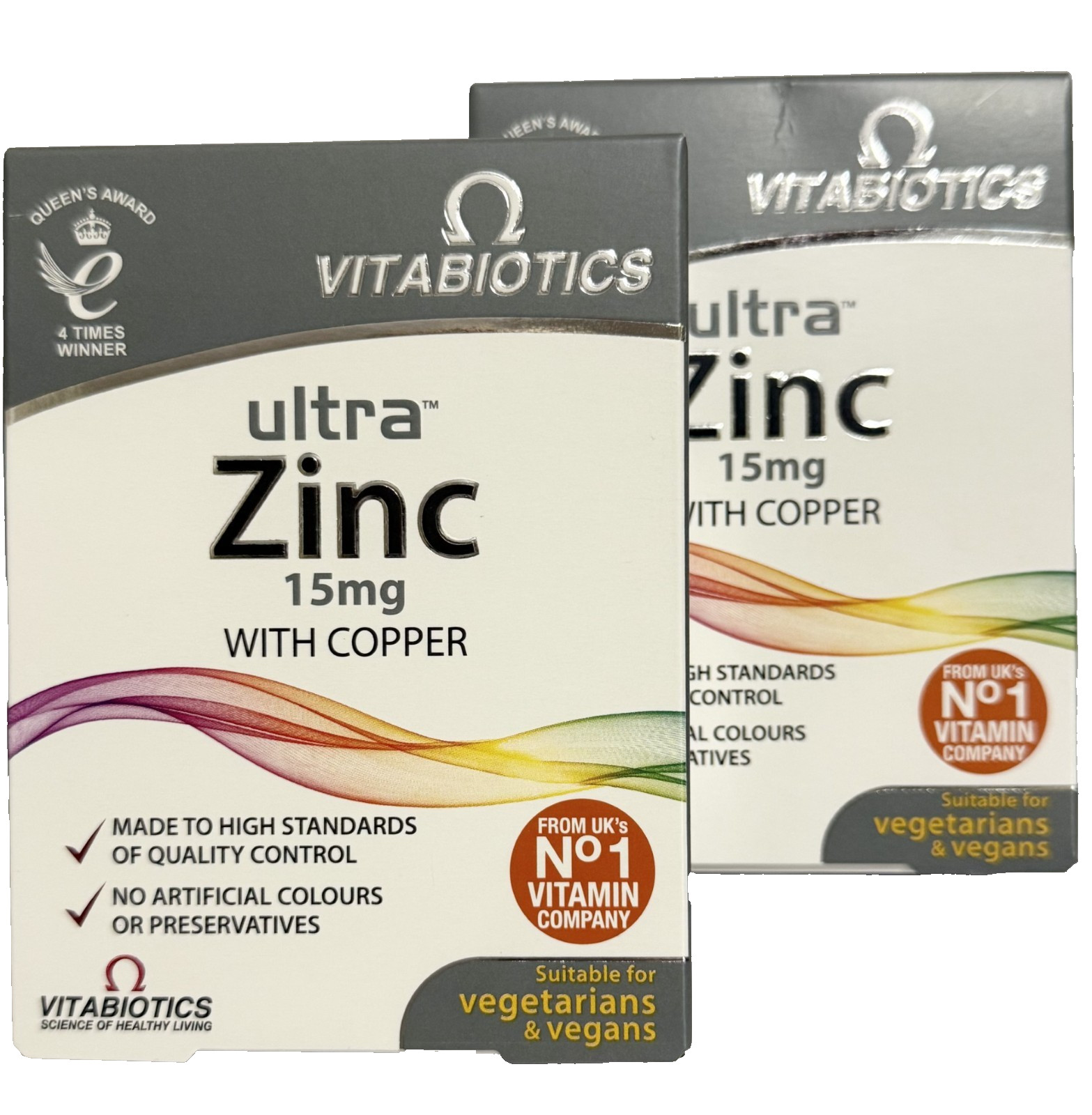 2x Zinc 15mg with Copper Vitabiotics 60 Tablets Exp 06/2029 made in UK