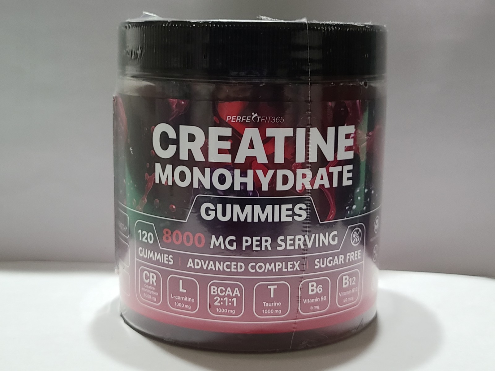 Perfect Fit 365 Creatine Monohydrate Gummies 8000mg Berry Mix 120ct 01/2027