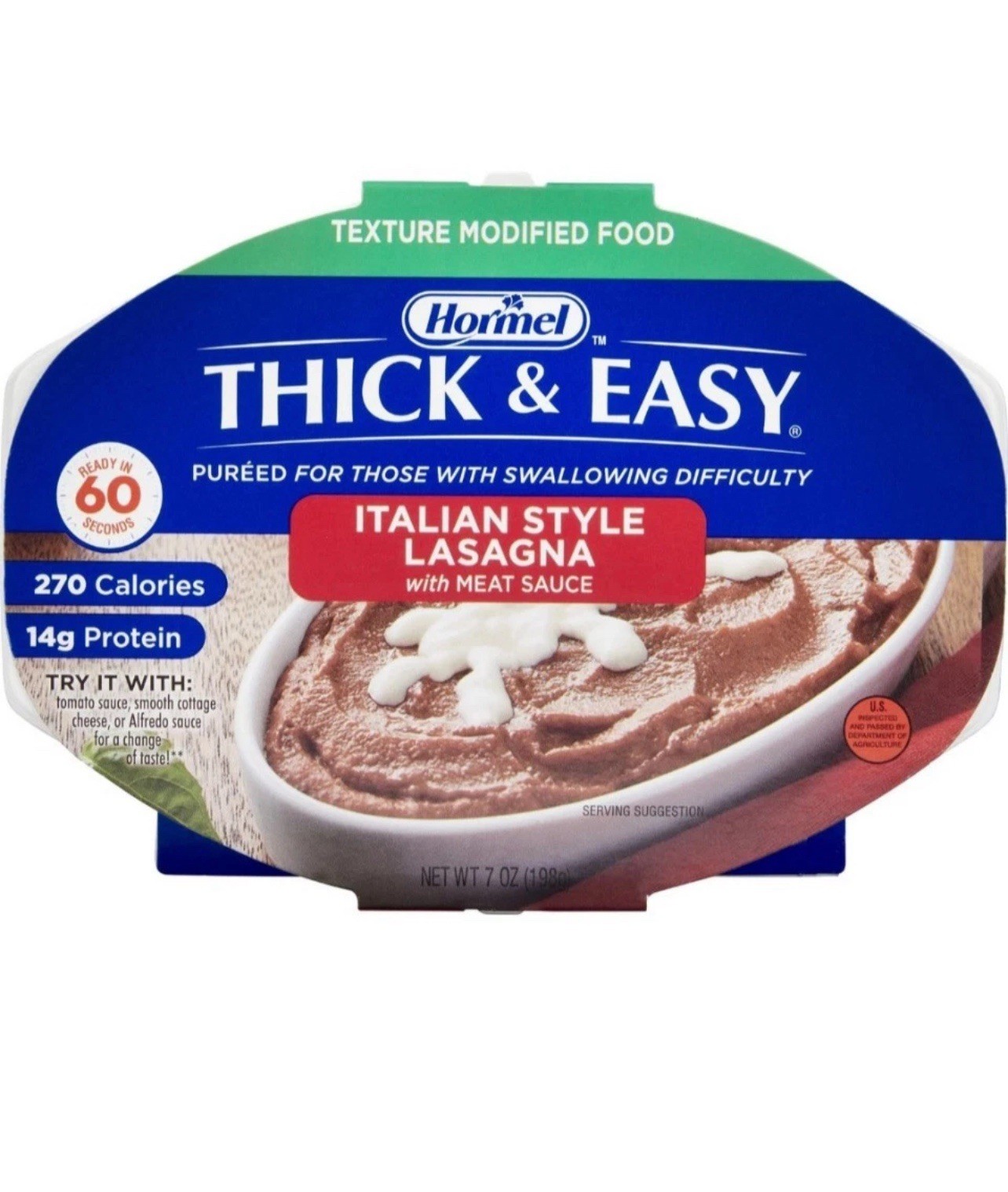 Thick & Easy 60744 Purees Thickened Food Beef Lasagna 7 oz Tray 7 Count