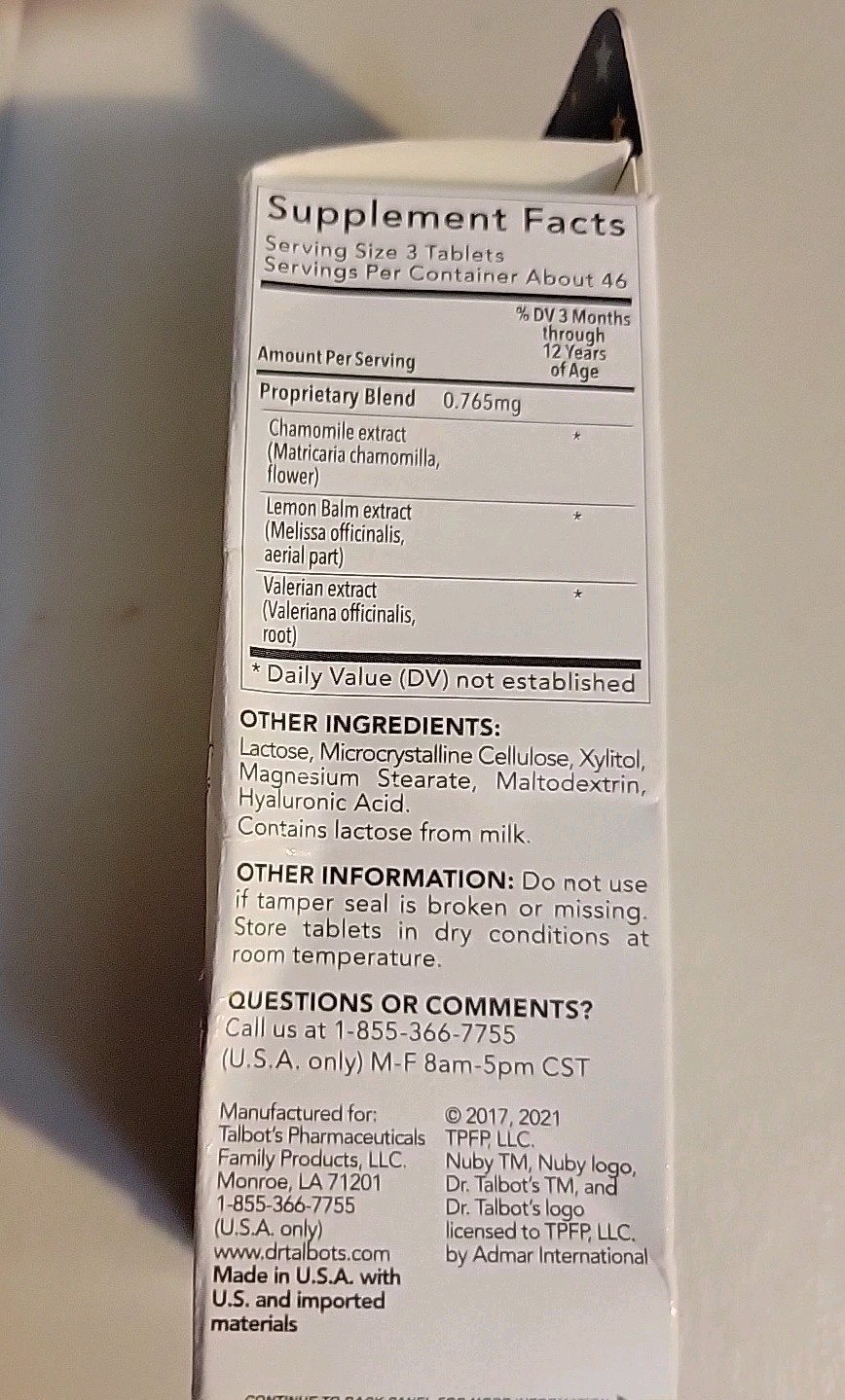 Dr Talbots Nighttime Soothing Teeth Chamomile Tablets 3m+ 140x 2 Boxes Exp 26-27