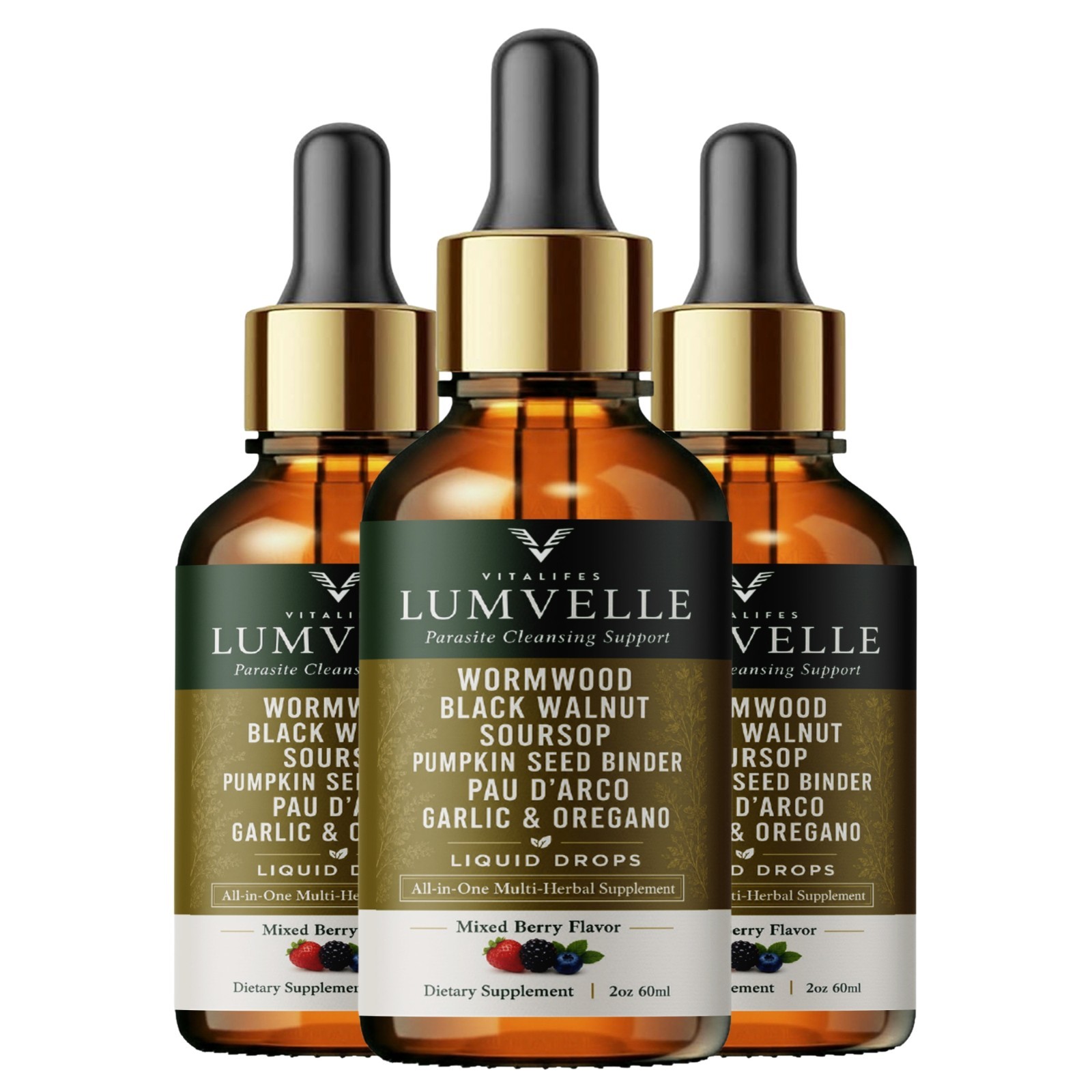 3x LUMVELLE Wild Harvested Wormwood Herbal Liquid Botanical Supplement Drops