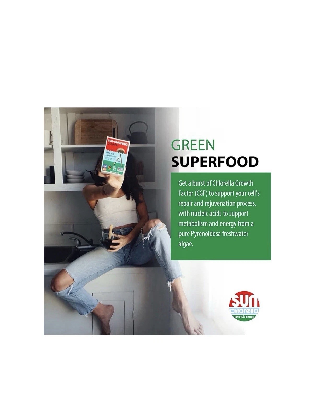 Sun Chlorella 200mg Whole Body Wellness Green Algae Superfood Supplement 1500Tab