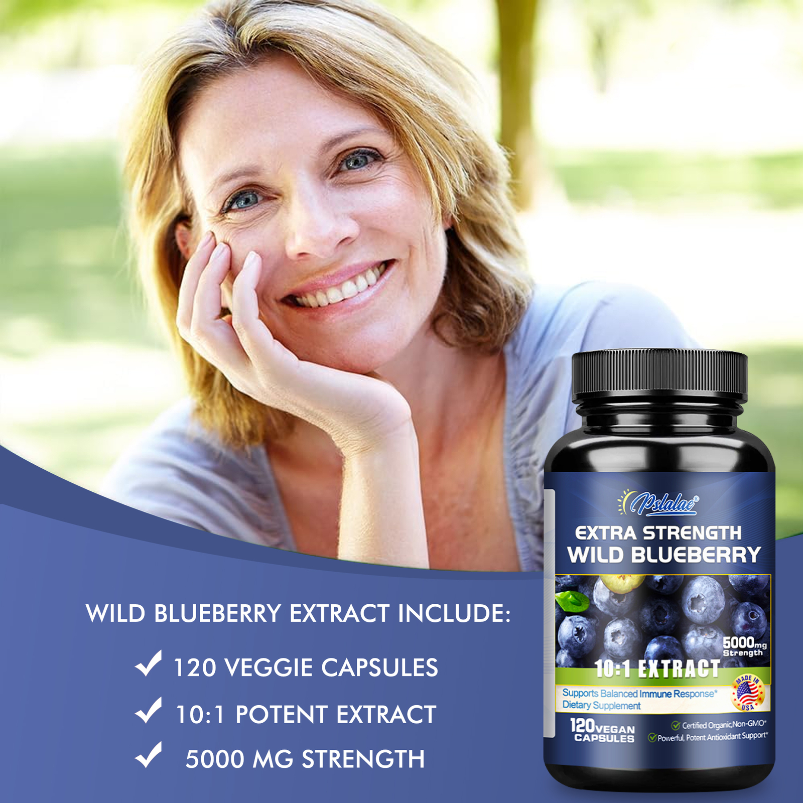 Wild Blueberry 5000mg – Support Antioxidant, Brain Health, Boosts Vision Memory