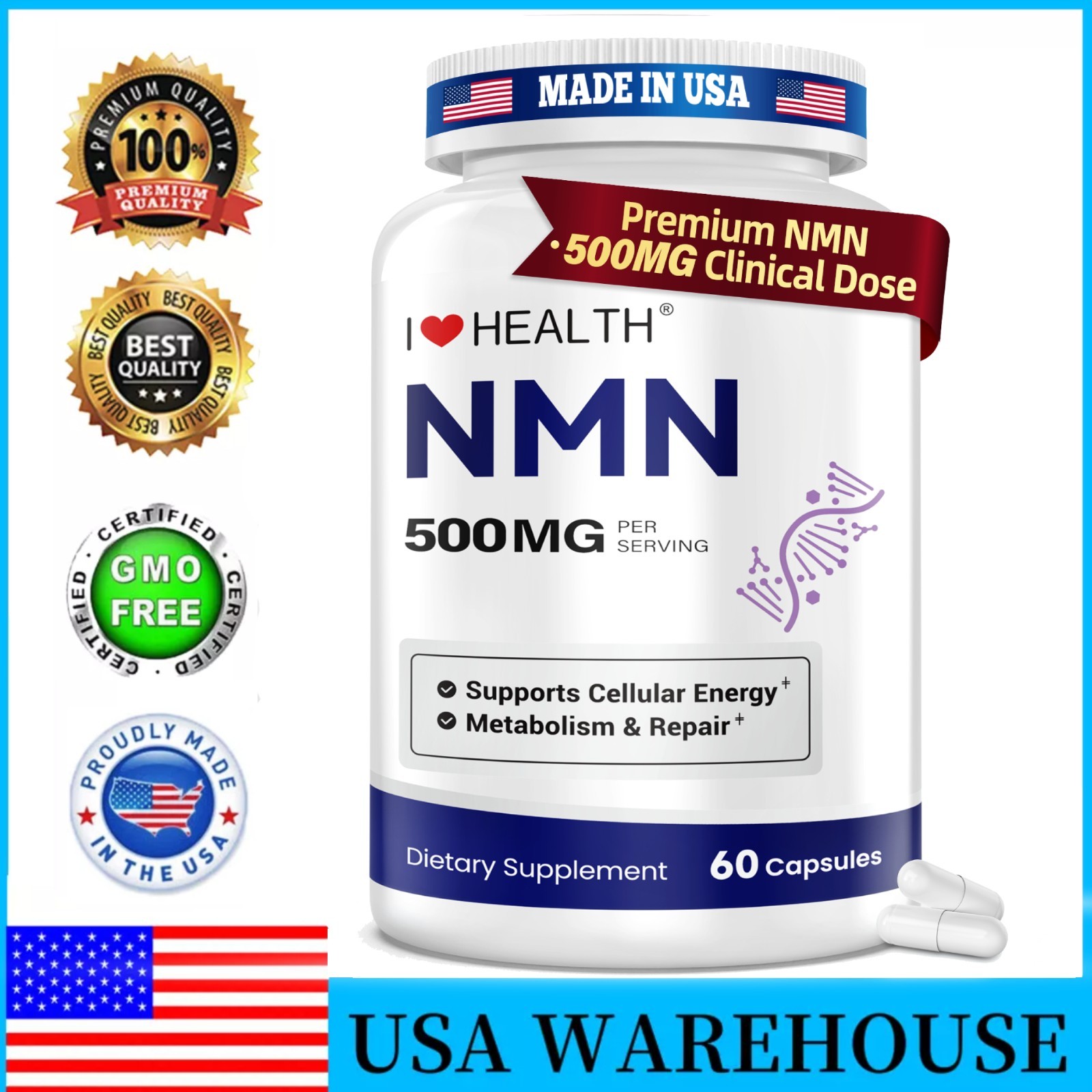NMN Capsules, Energy Booster, Anti Aging Supplement