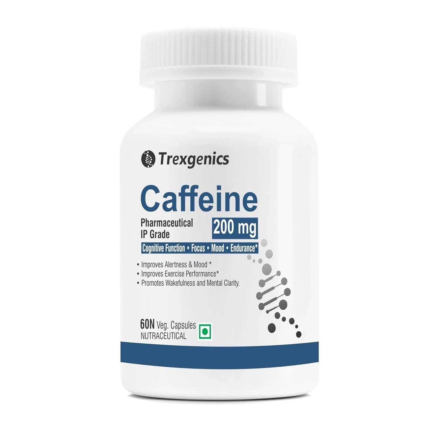 Trexgenics CAFFEINE 200 mg Pharmaceutical Grade Cognitive Functio – 60 Caps
