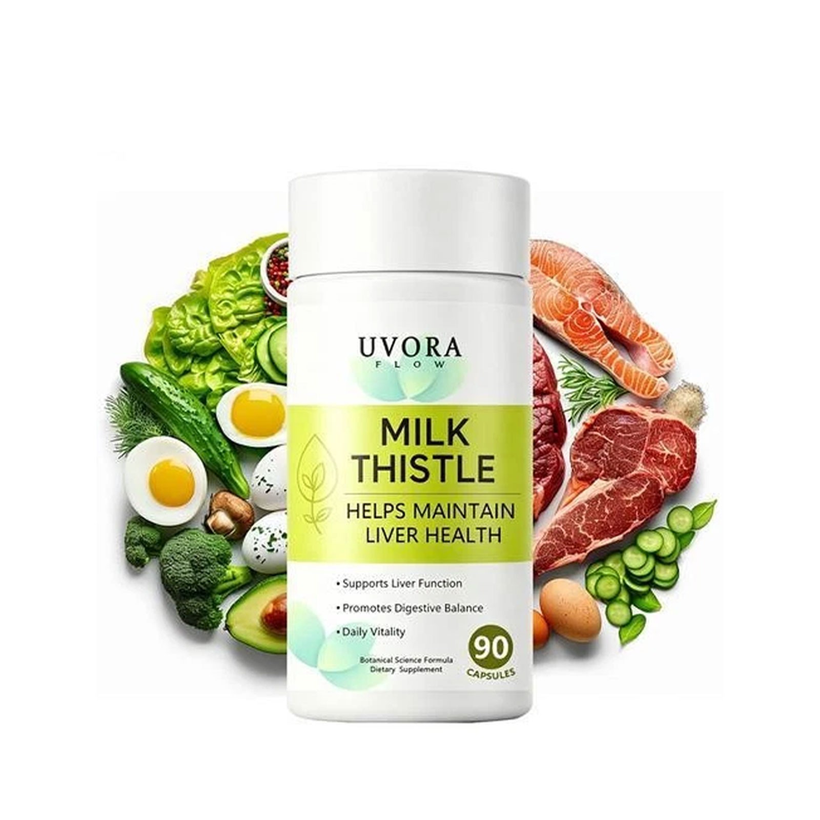 Uvora Milk Thistle Detox, Premium Herbal Supplement includes Milk Thistle Extrac