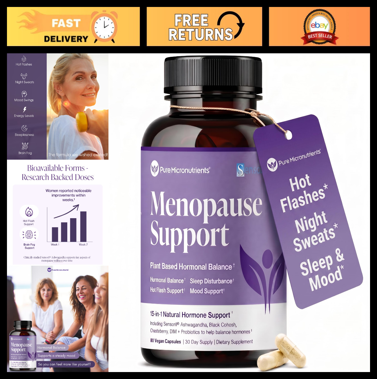 Natural Menopause Supplements for Women – Hormone Balance, Hot Flashes, Night Sw