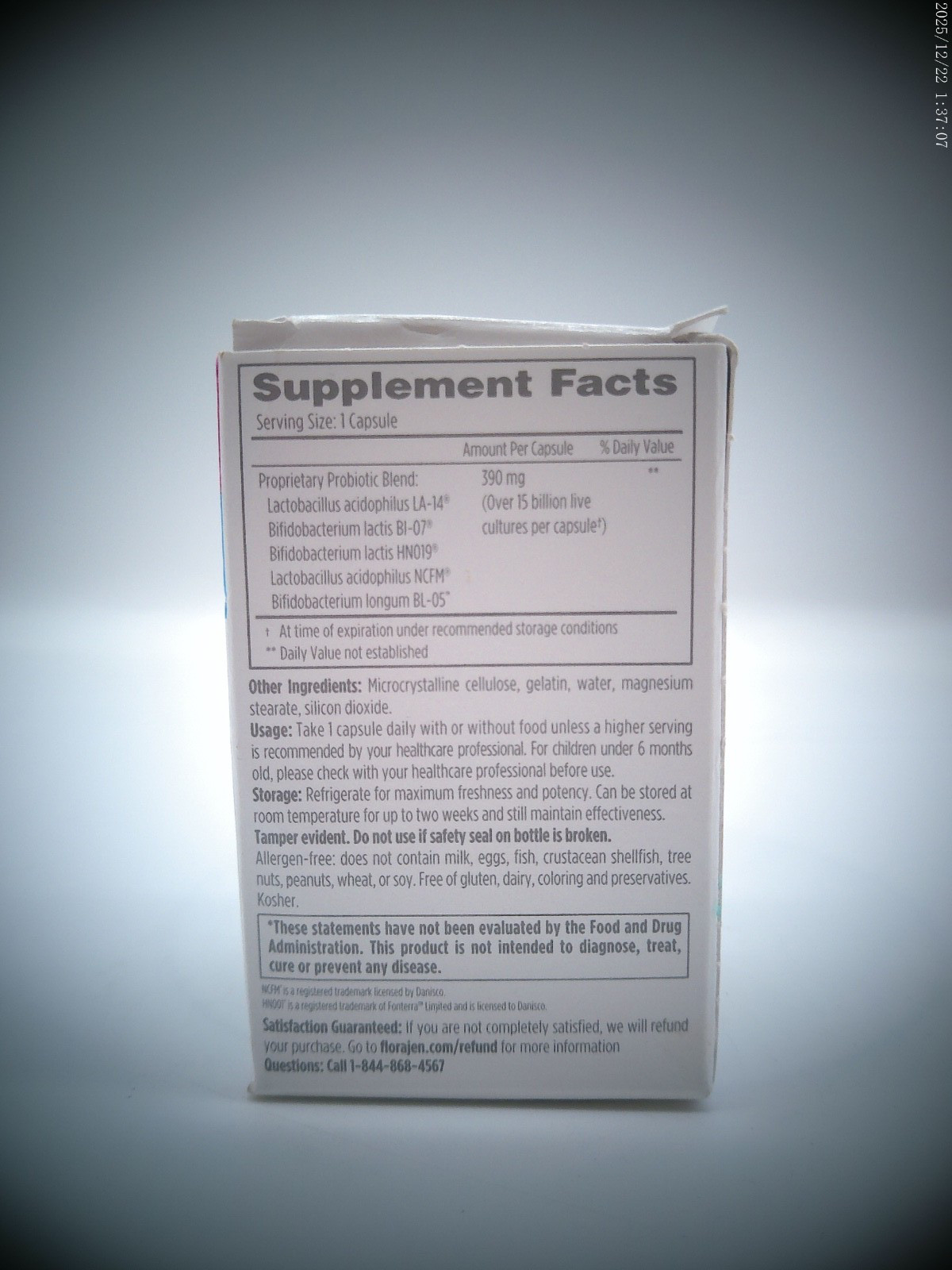 Florajen Digestion Daily Probiotics, 30 Total Capsules, Exp. 11/30/27