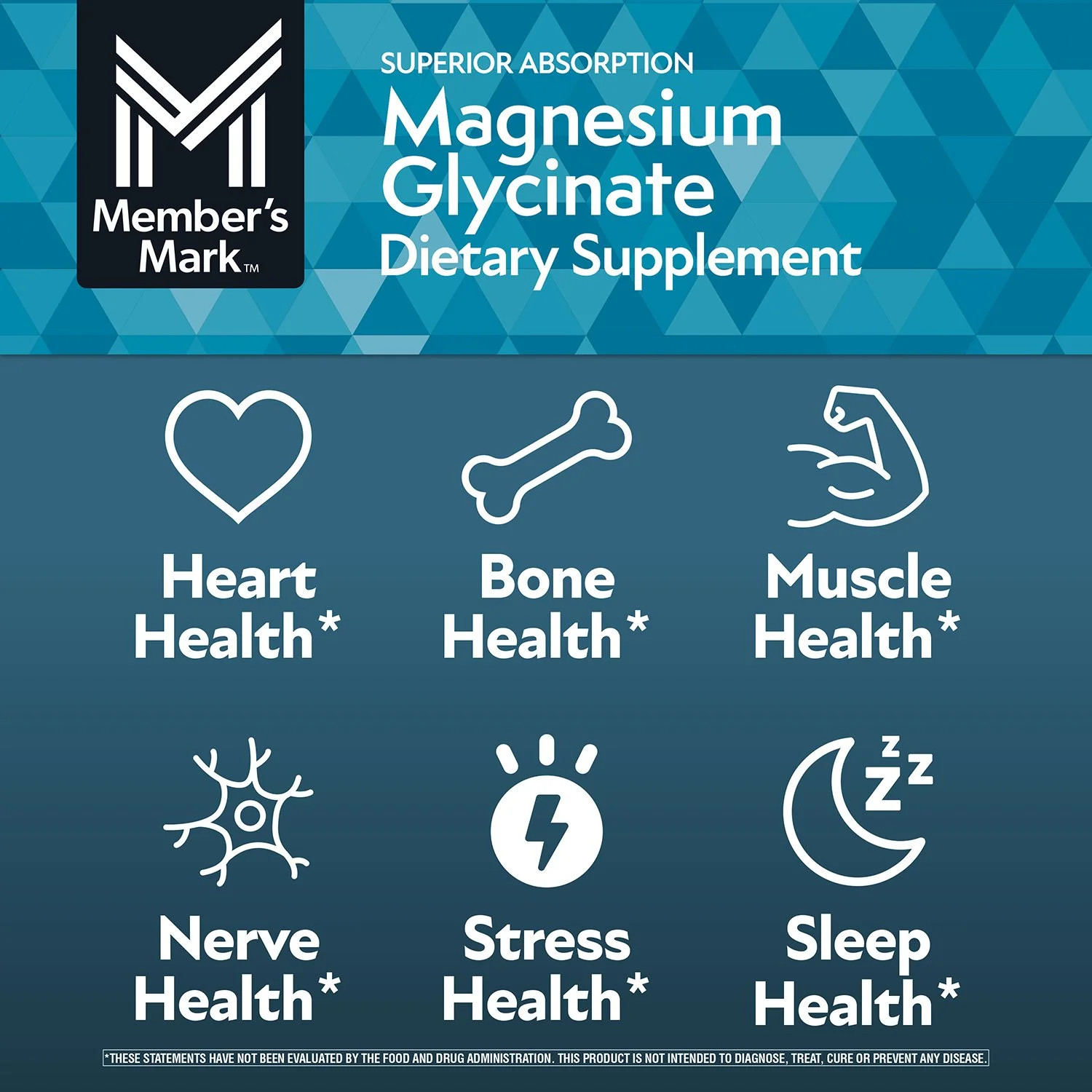 Magnesium Glycinate Tablets 180 ct — Supports Heart, Bone, Nerve, Muscle Health
