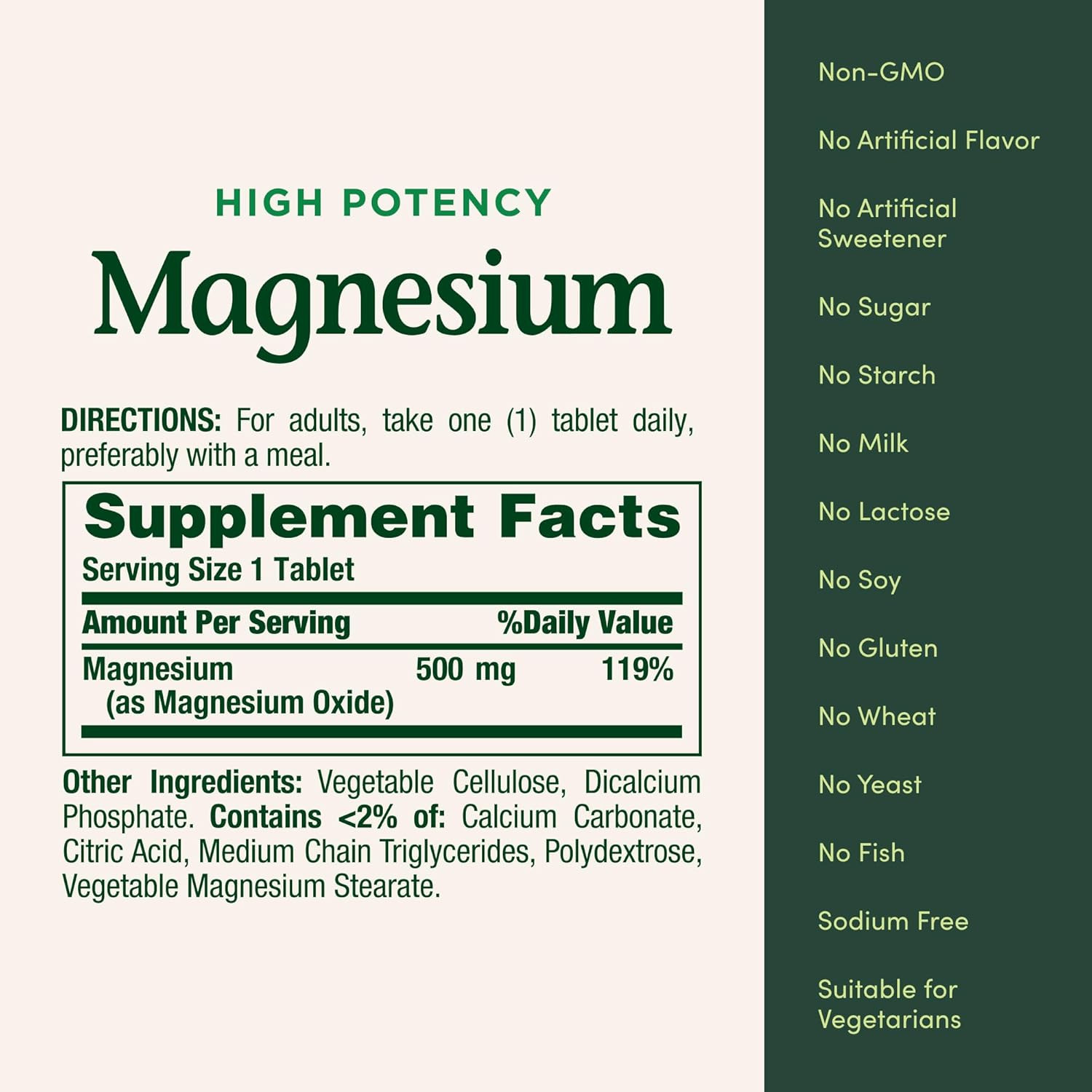 Nature’s Bounty Magnesium 500mg, Bone & Muscle Health Mineral Supplement, 100 Ct