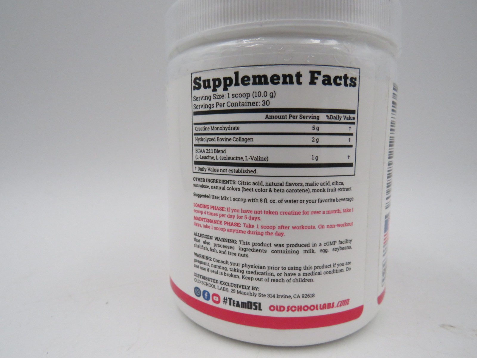 Old School Labs Creatine for Women Post-Workout Supplement Collagen & BCAA 30s