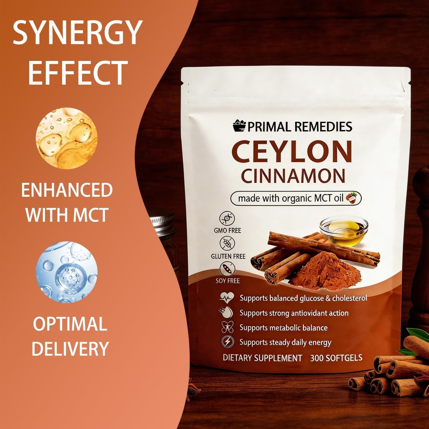 Primal Remedies Ceylon Cinnamon Made with mct Oil – 300 Softgels, 7200mg Cey…