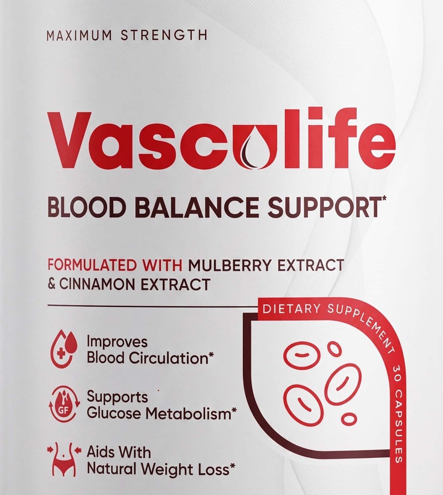 Vasculife Blood Health Support Dietary Supplement Mulberry Cinnamon 60 Capsules