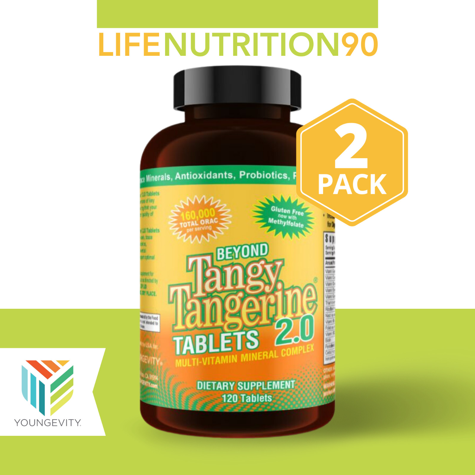 Youngevity Beyond Tangy Tangerine BTT 2.0 Tablets – 120 Twin Pack