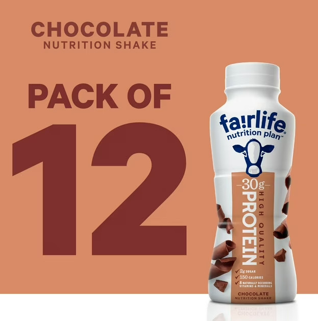 2-Pack Fairlife Nutrition Plan 30g Protein Shake, Chocolate, 11.5 fl. oz.,12 pk.