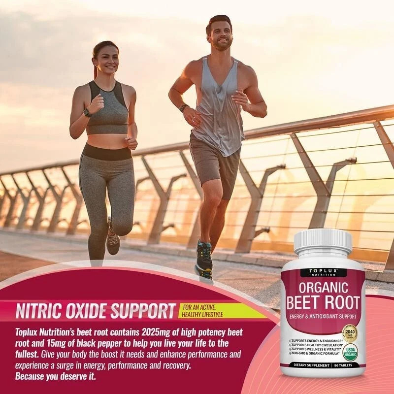 Toplux Organic Beet Root Tablets-Nitric Oxide Booster Beetroot Supplement 2040mg