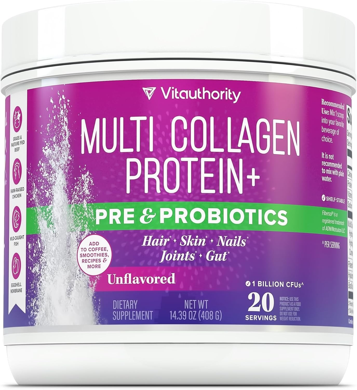 Collagen Peptide Skin Support Supplement for Women with Probiotics & Prebiotics