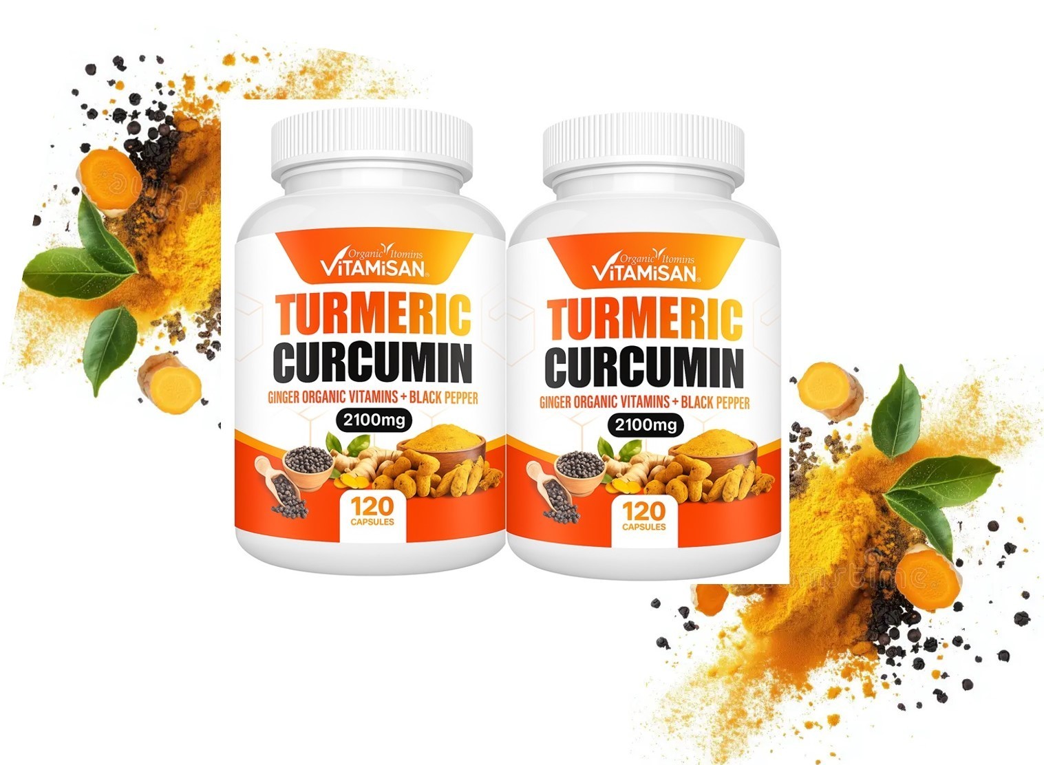Vitamisan 2-Pack Turmeric Curcumin 2100mg – 240 Capsules – Natural Supplement