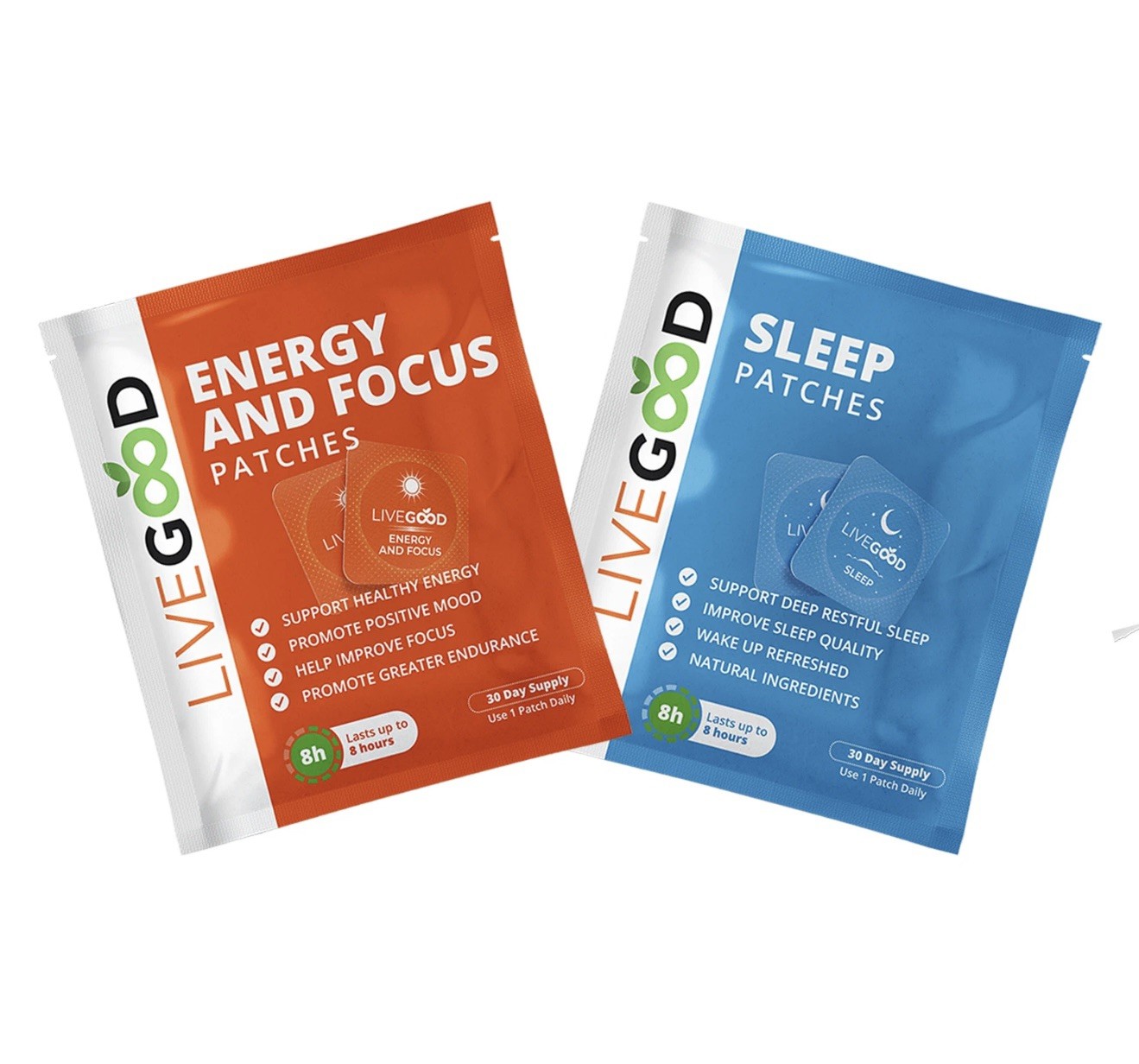 LiveGood AM/PM Pack Sleep Energy Focus Patches Highly Absorbable Health 2pcs NEW