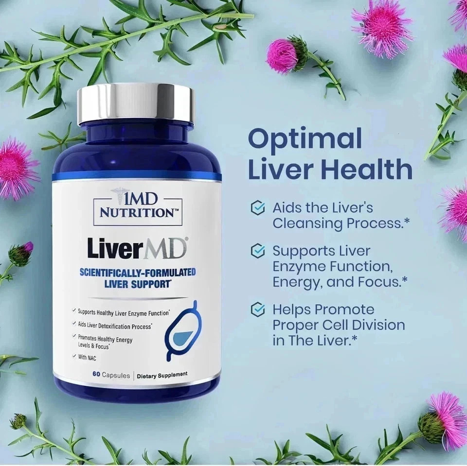 3 Packs 1MD Nutrition LiverMD – Liver Support Supplement 180 Capsule Exp 12/2027