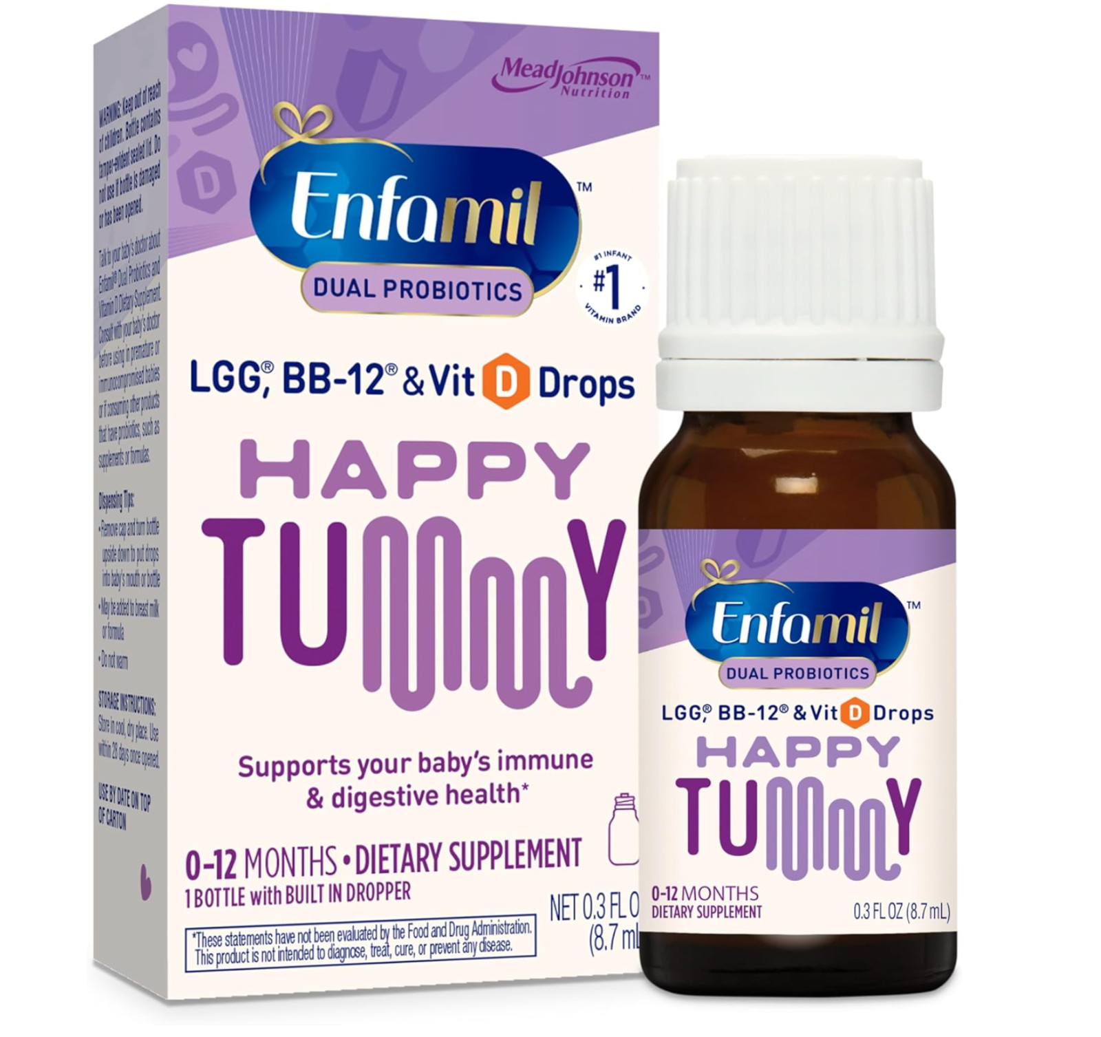Enfamil Dual Probiotic Infant Daily Drops Happy Tummy – 0.3 fl oz Exp: 12/10/26