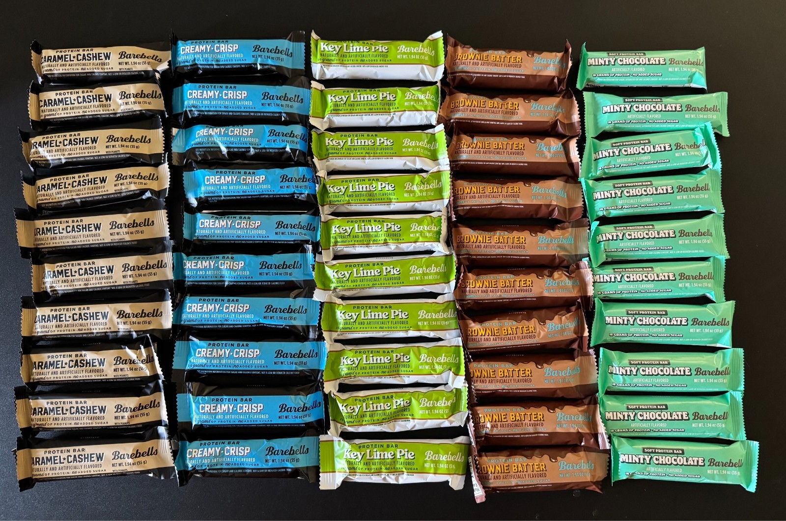 50 Barebells PROTEIN Bar CARAMEL CASHEW, Creamy Crisp, BROWNIE, Key Lime, MINTY