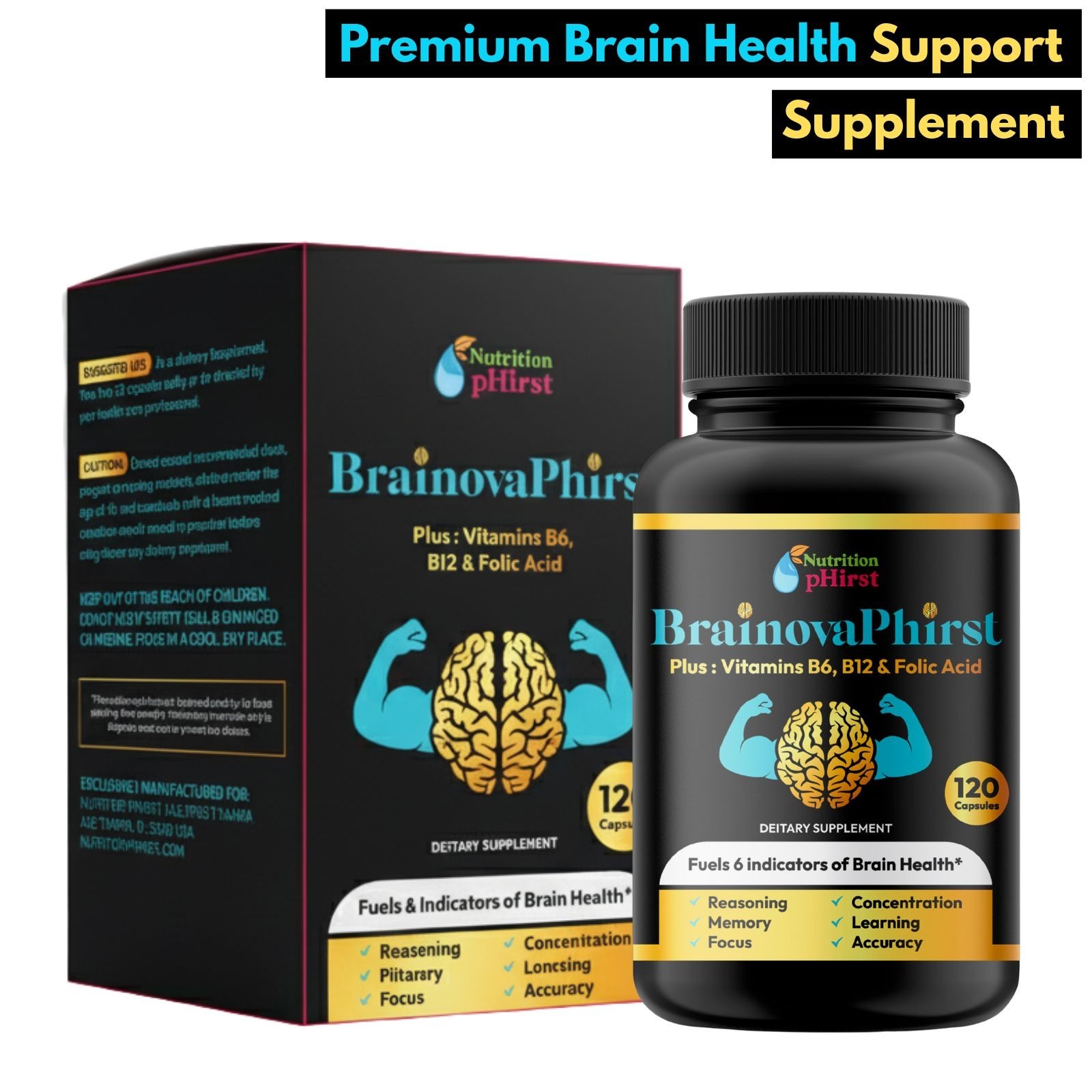 Brainova Phirst Brain health Supplement, Memory & Focus Support 120 Capsules