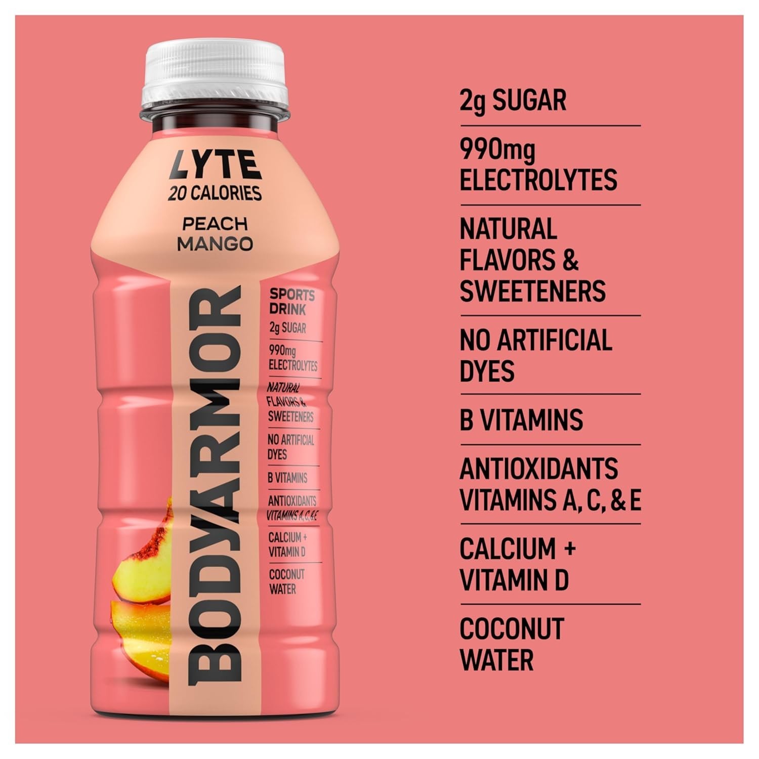 LYTE,Peach Mango,Electrolyte Drink,20 Calories,16 Fl Oz Bottles,Coconut Water…