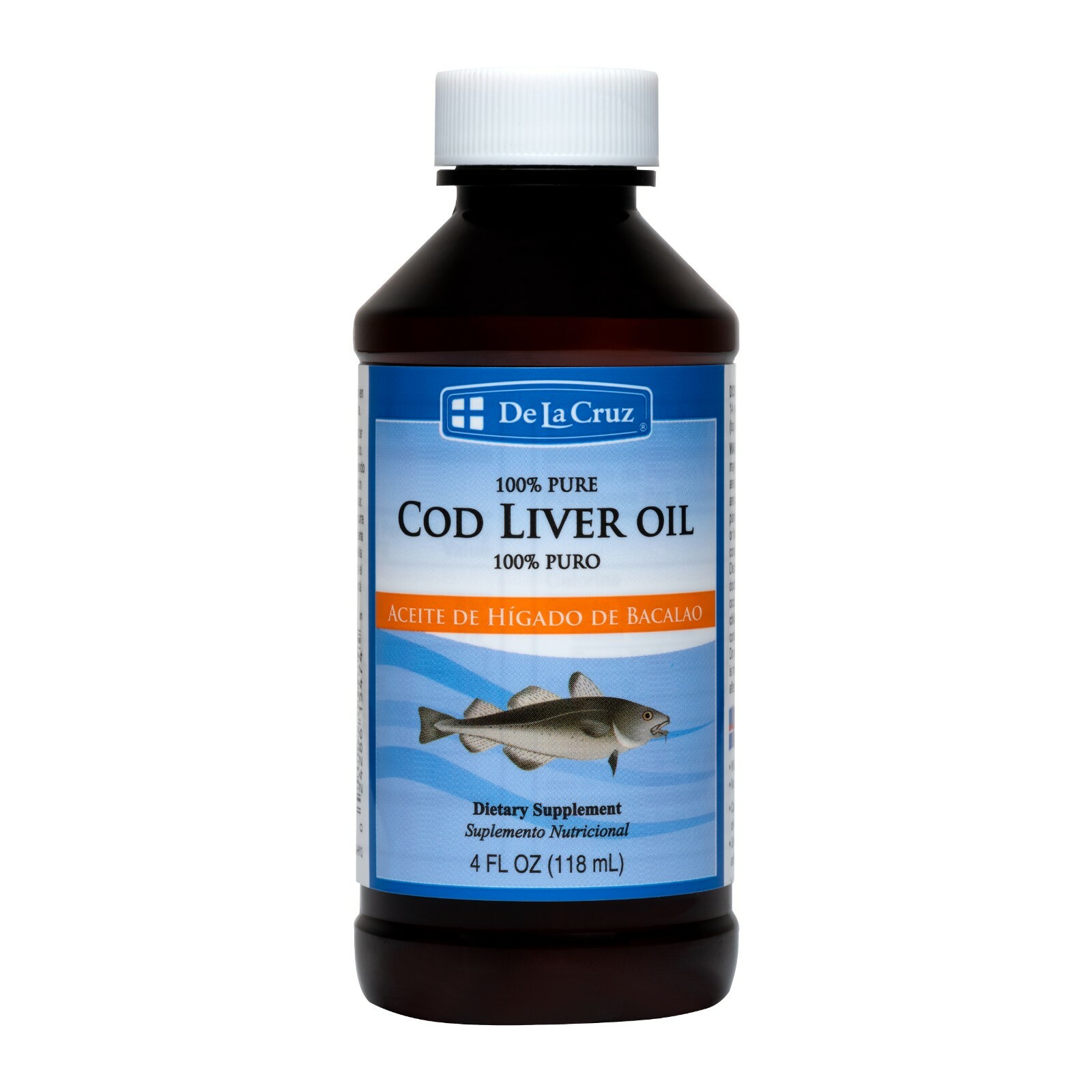De La Cruz Pure Icelandic Cod Liver Oil Liquid, Wild-Caught 4 FL. OZ. Exp 05/25