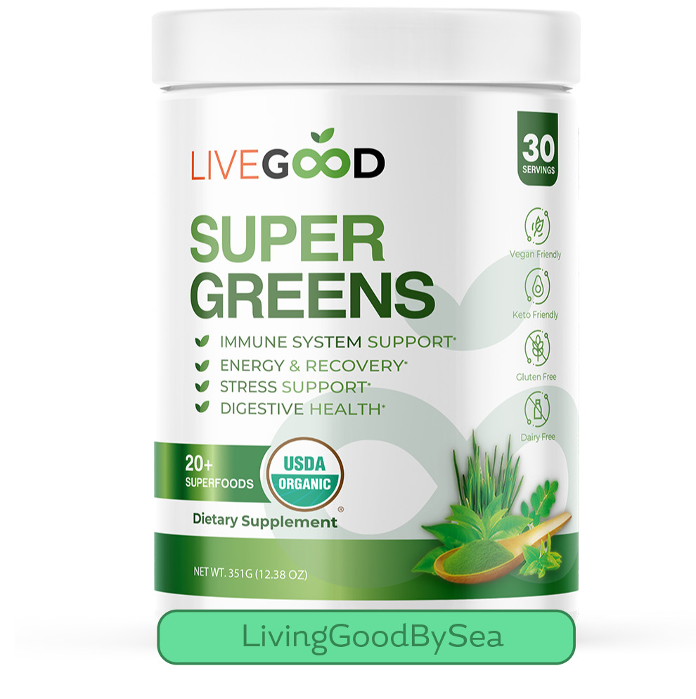 LIVEGOOD – Super Greens, Organic, Immune, detox, & stress support, keto & vegan