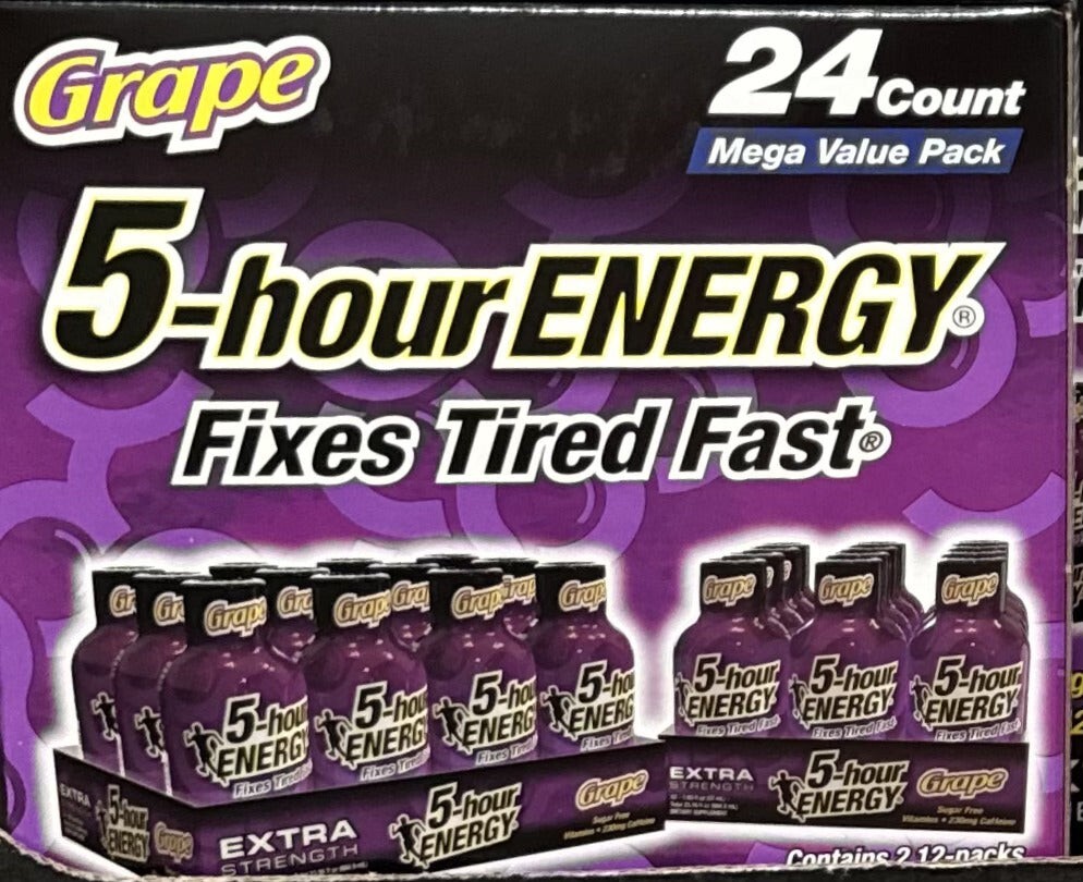 5-hour Energy Extra Strength Grape, 24-Count Mega Value Pack, Exp: 5/26