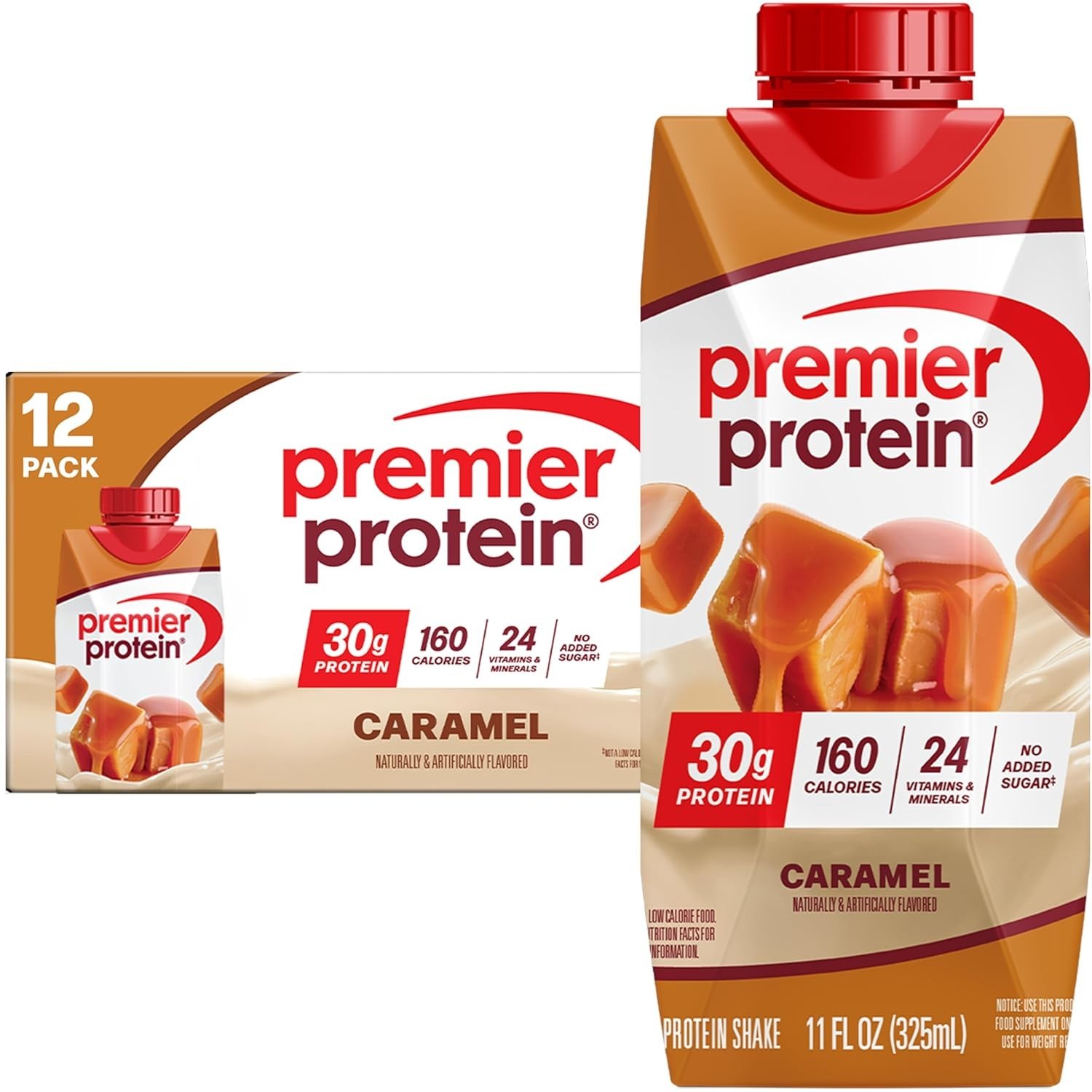 Premier Protein Shake, Caramel, 30g Protein, 30g Protein,11 fl oz,12ct