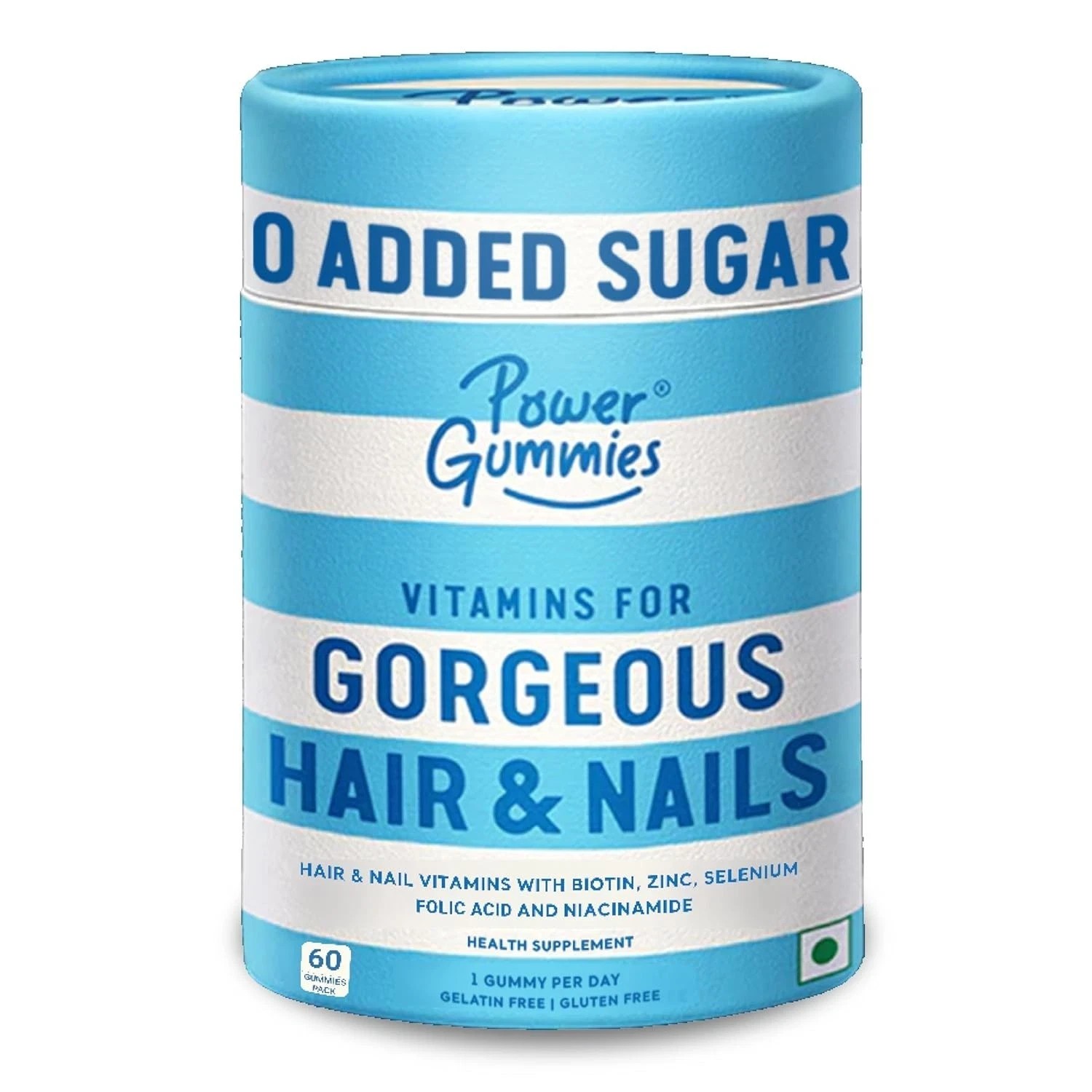 Power Gummies Biotin Hair Gummies for Stronger Shinier Hair & Nails 60 Days Pack
