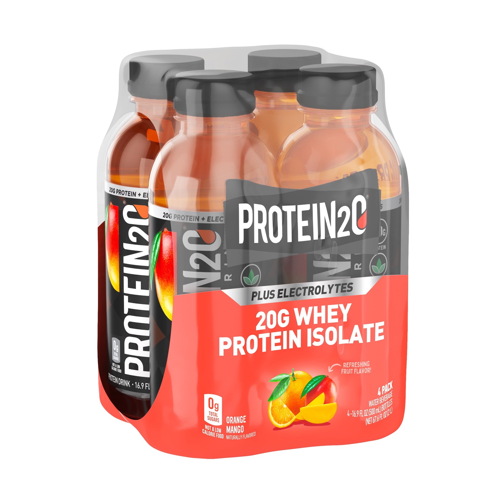 (4 pack) Protein2o 20g Whey Protein Isolate Hydration Liquid Drink, 350mg