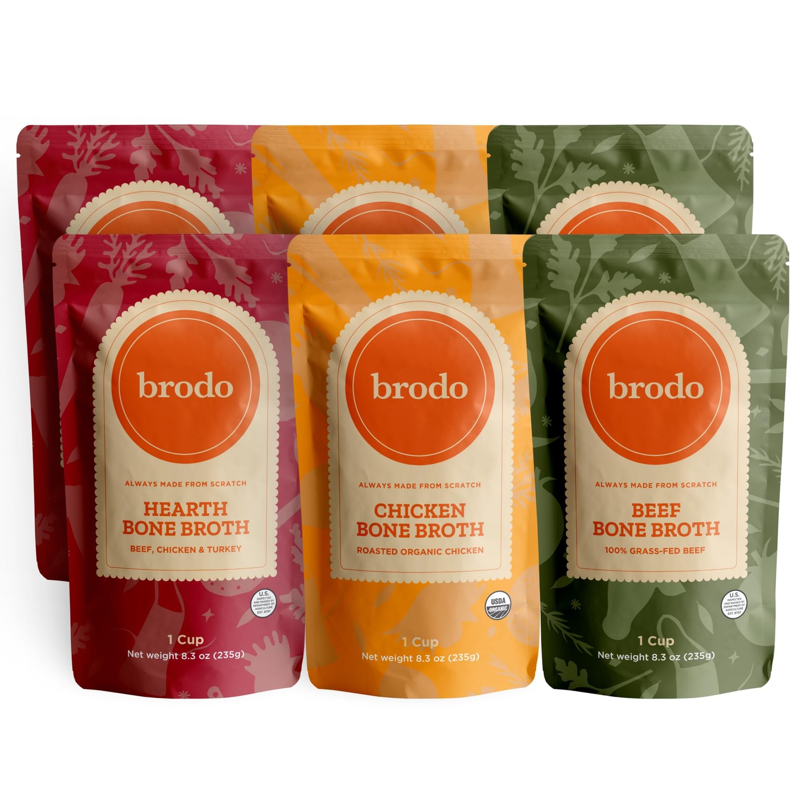 Brodo Collagen Rich Bone Broth Favorites Variety Pack, Chicken Bone Broth, Be…