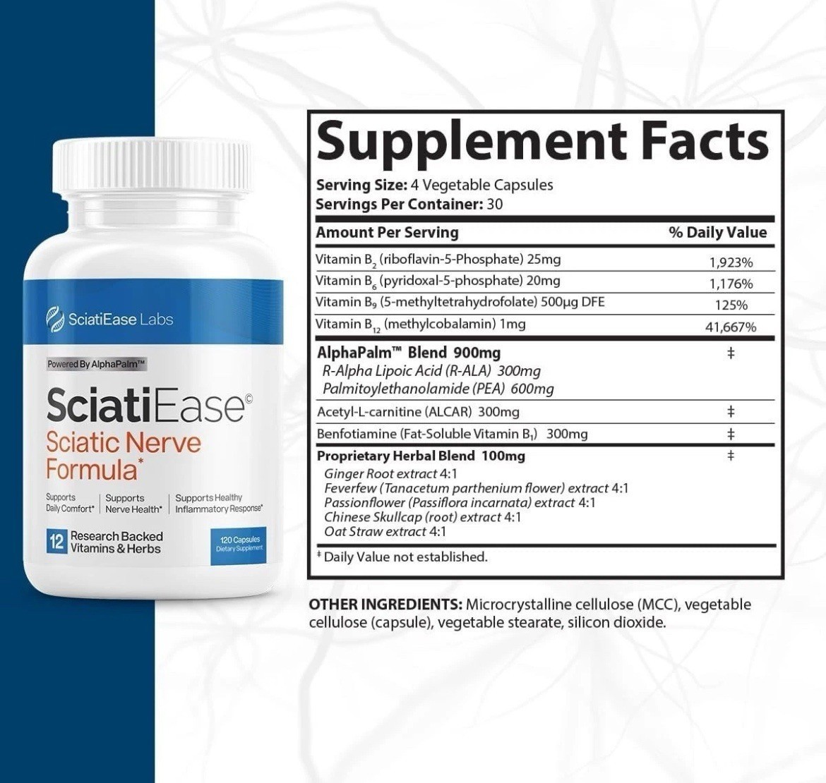 SciatiEase Pack Labs Sciati Formula Sciatic Nerve Ease 120 Cap NEW !