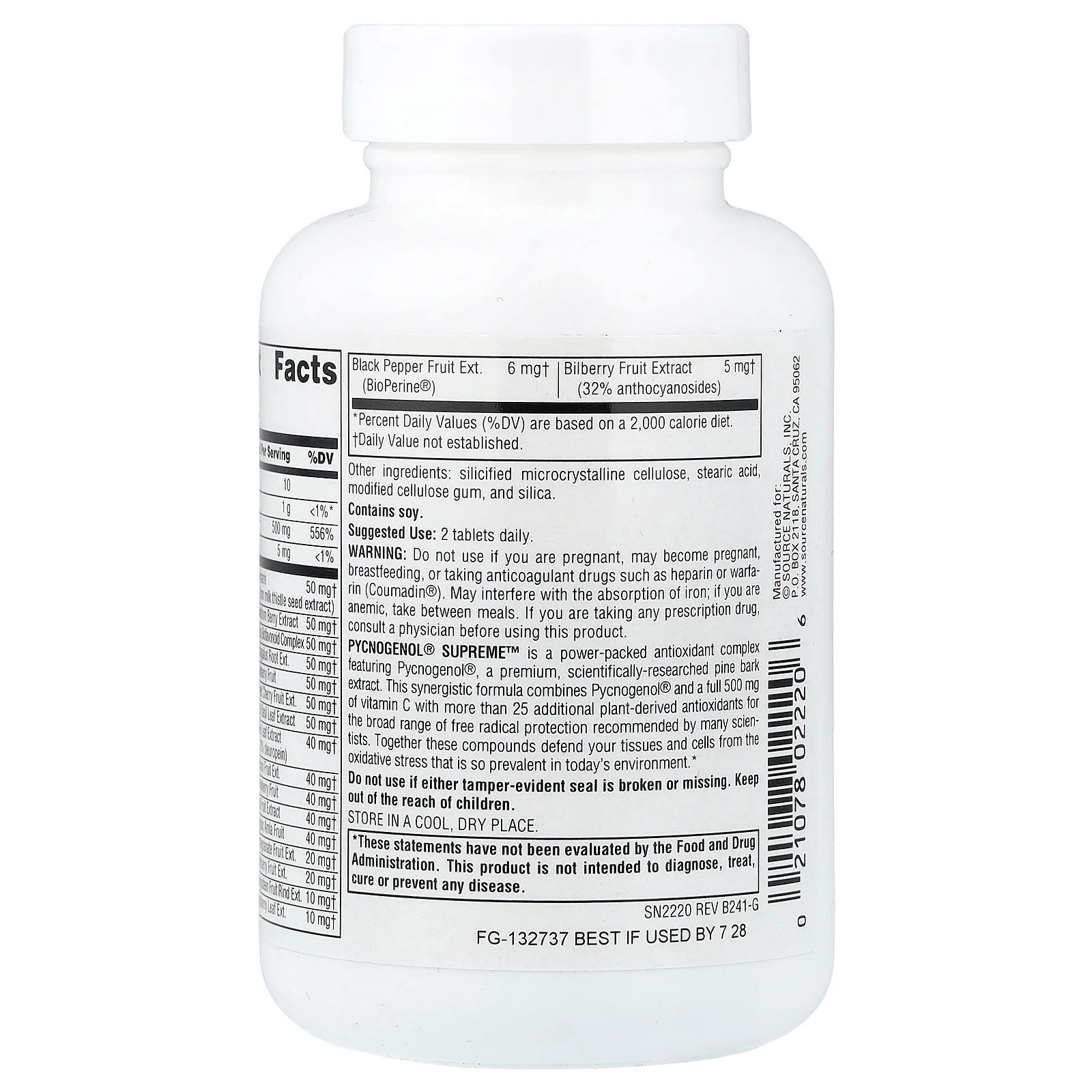 2 X Source Naturals, Pycnogenol� Supreme�, 60 Tablets